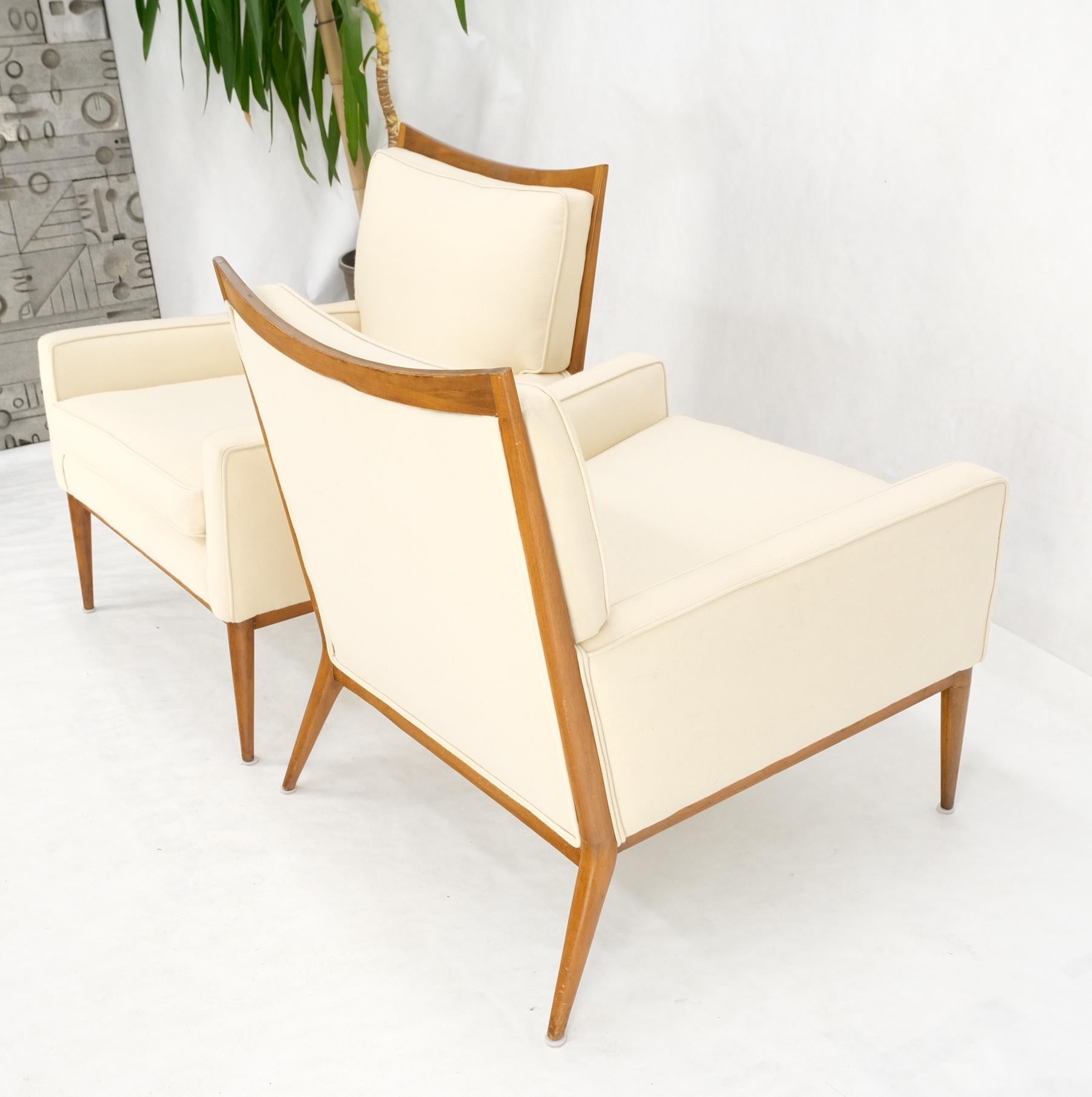 Mid-Century Modern Paire de chaises McCobb modernes du milieu du siècle dernier, nouvellement tapissées en laine vierge crème en vente