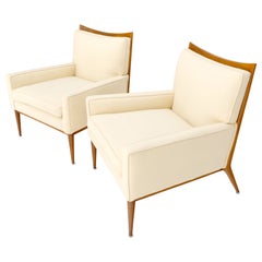 Paire de chaises McCobb modernes du milieu du siècle dernier, nouvellement tapissées en laine vierge crème