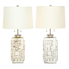 Pair of Clear Glass Lamps by Val St Lambert, circa 1960 For Sale at 1stDibs