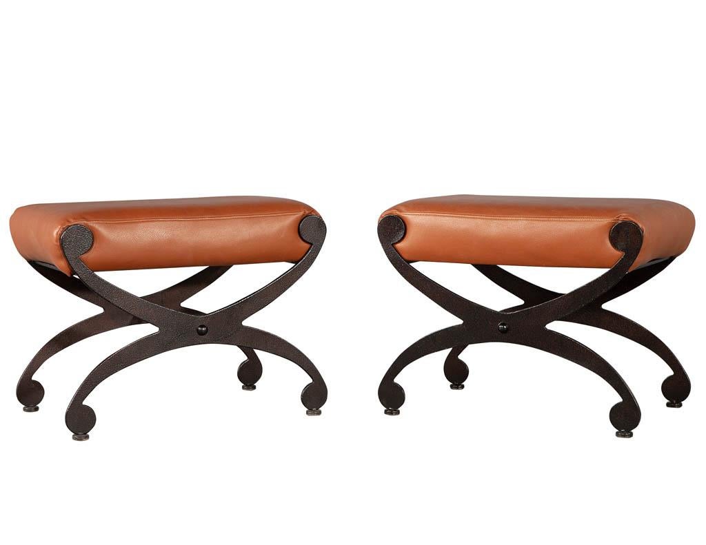 Pair of Mid-Century Modern Metal Benches 1