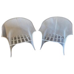 Vintage Pair of Mid-Century Modern Metal Mesh Armchairs