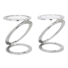 Pair of Mid-Century Modern Metallic Chrome Side Tables