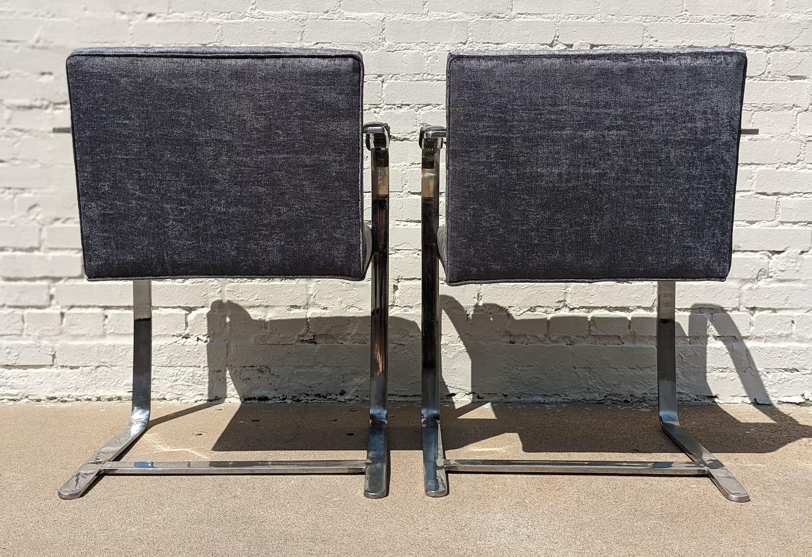 German Pair of Mid Century Modern Mies Van Der Rohe Flatbar Chairs For Sale