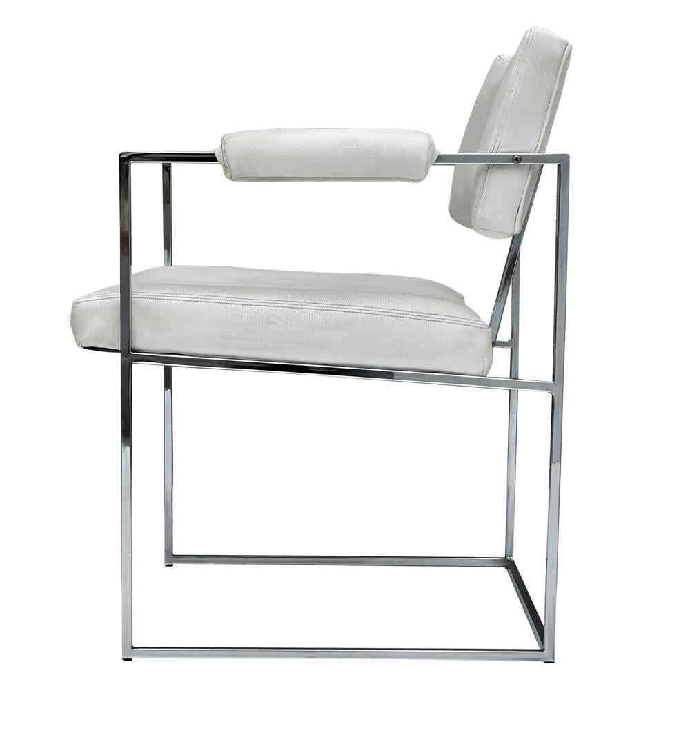 American Pair of Mid-Century Modern Milo Baughman Armchairs or Side Chairs in White For Sale
