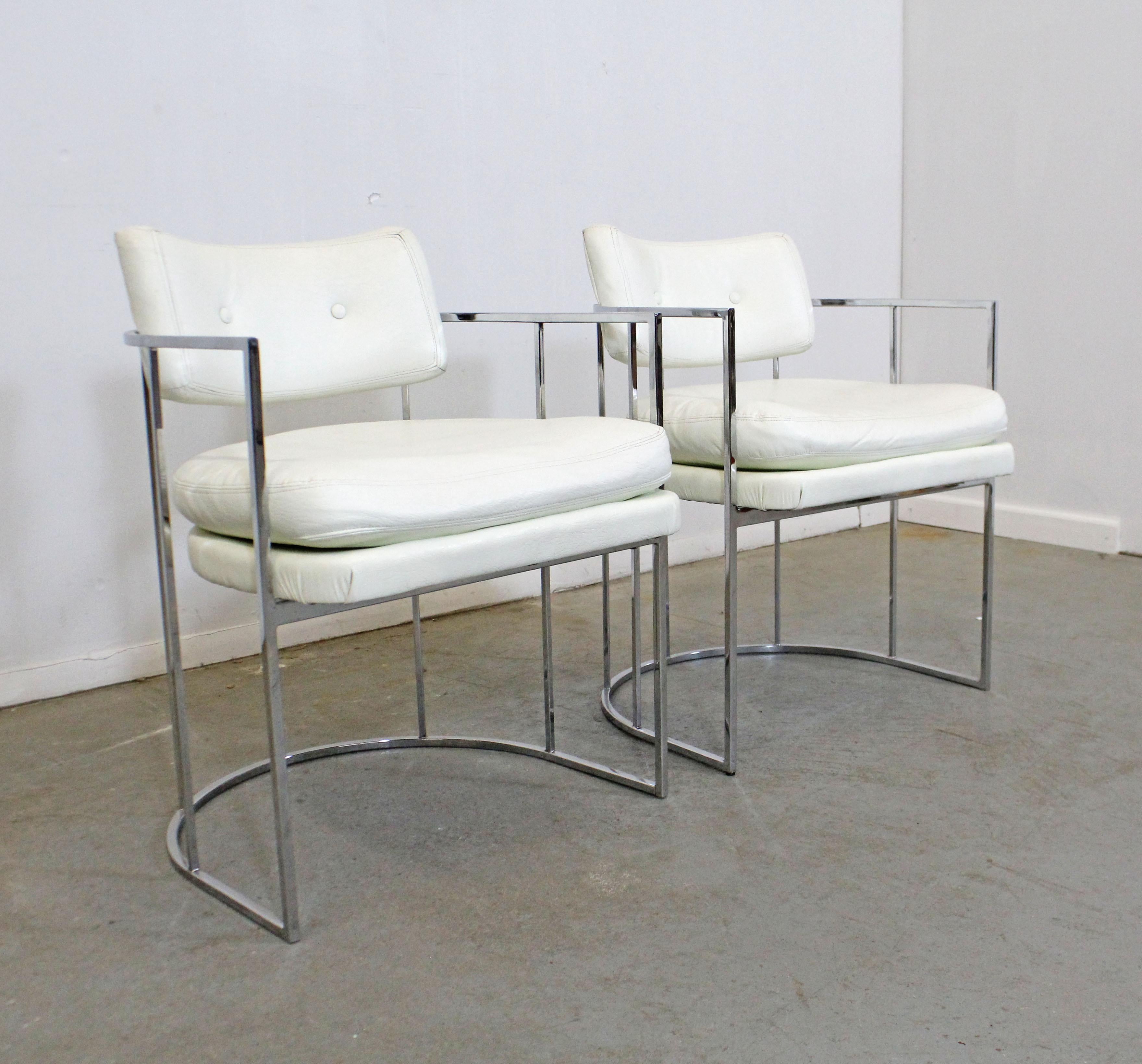 American Pair of Mid-Century Modern Milo Baughman for Thayer Coggin Chrome Dining Chairs