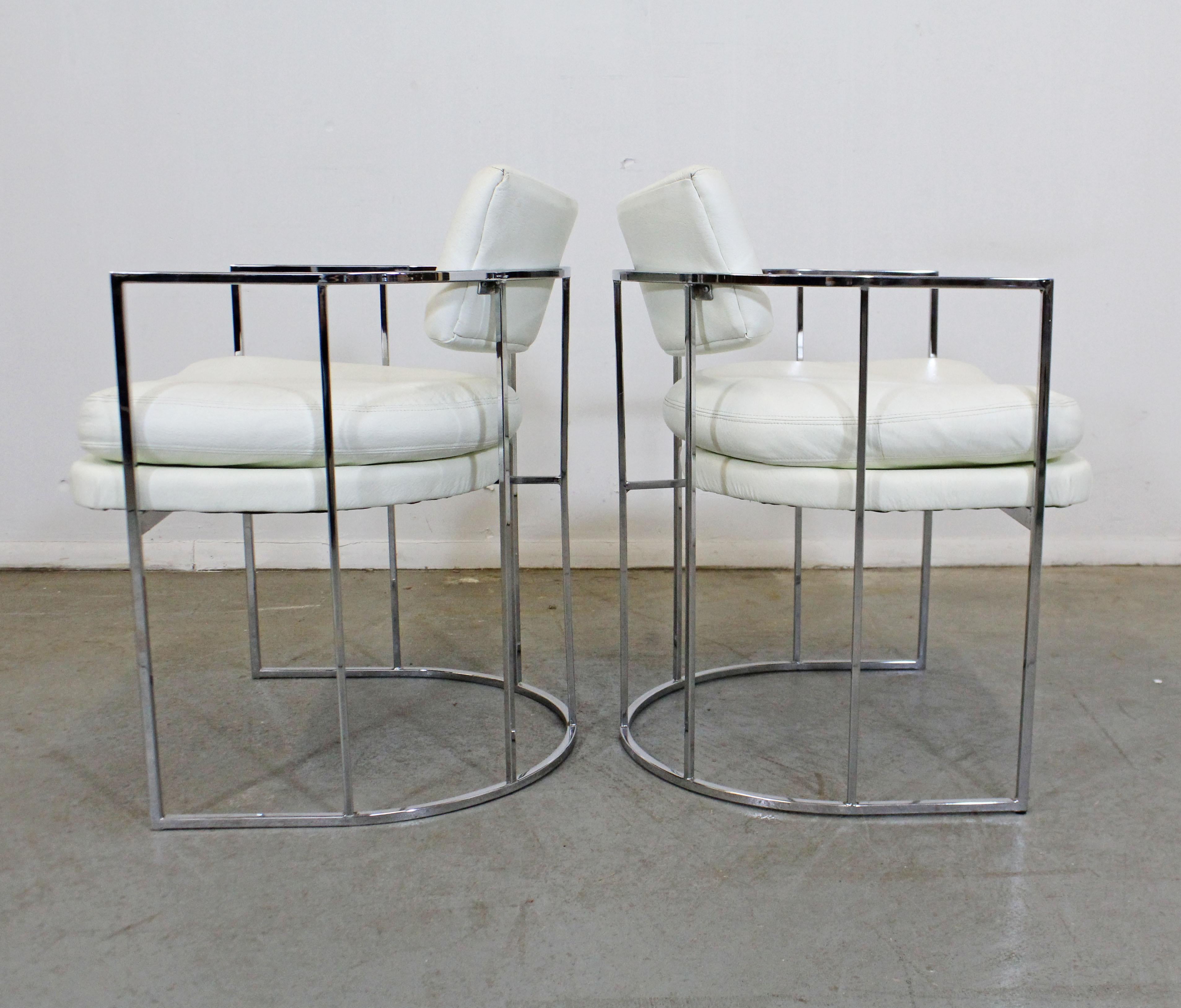 Pair of Mid-Century Modern Milo Baughman for Thayer Coggin Chrome Dining Chairs In Good Condition In Wilmington, DE