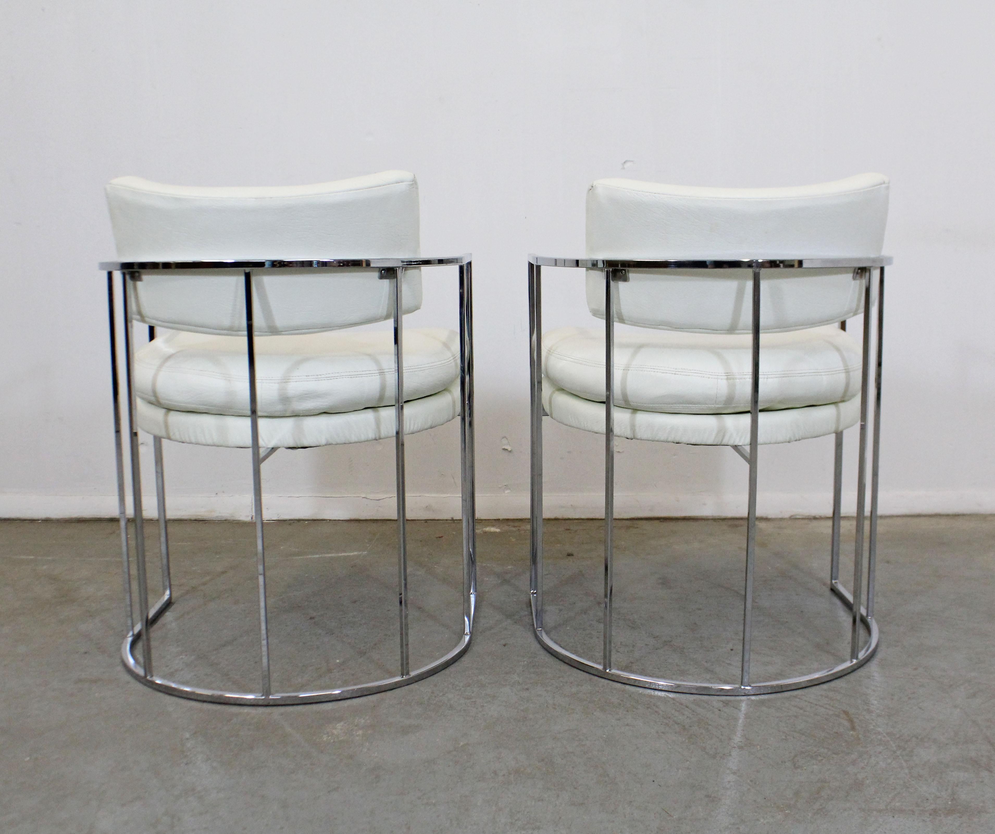 Late 20th Century Pair of Mid-Century Modern Milo Baughman for Thayer Coggin Chrome Dining Chairs