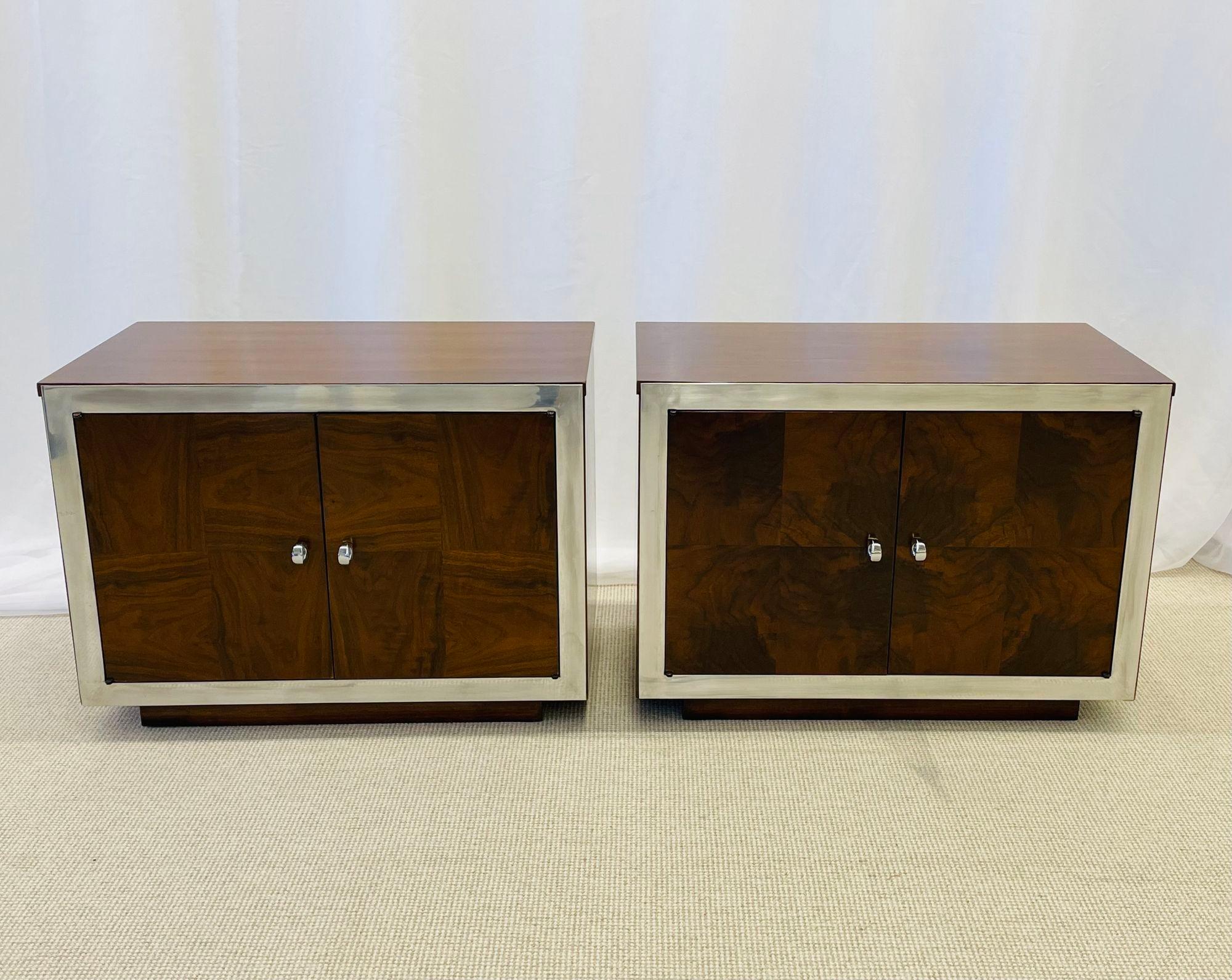 Pair of Mid-Century Modern Milo Baughman Style Nightstands, End Tables, American In Good Condition In Stamford, CT