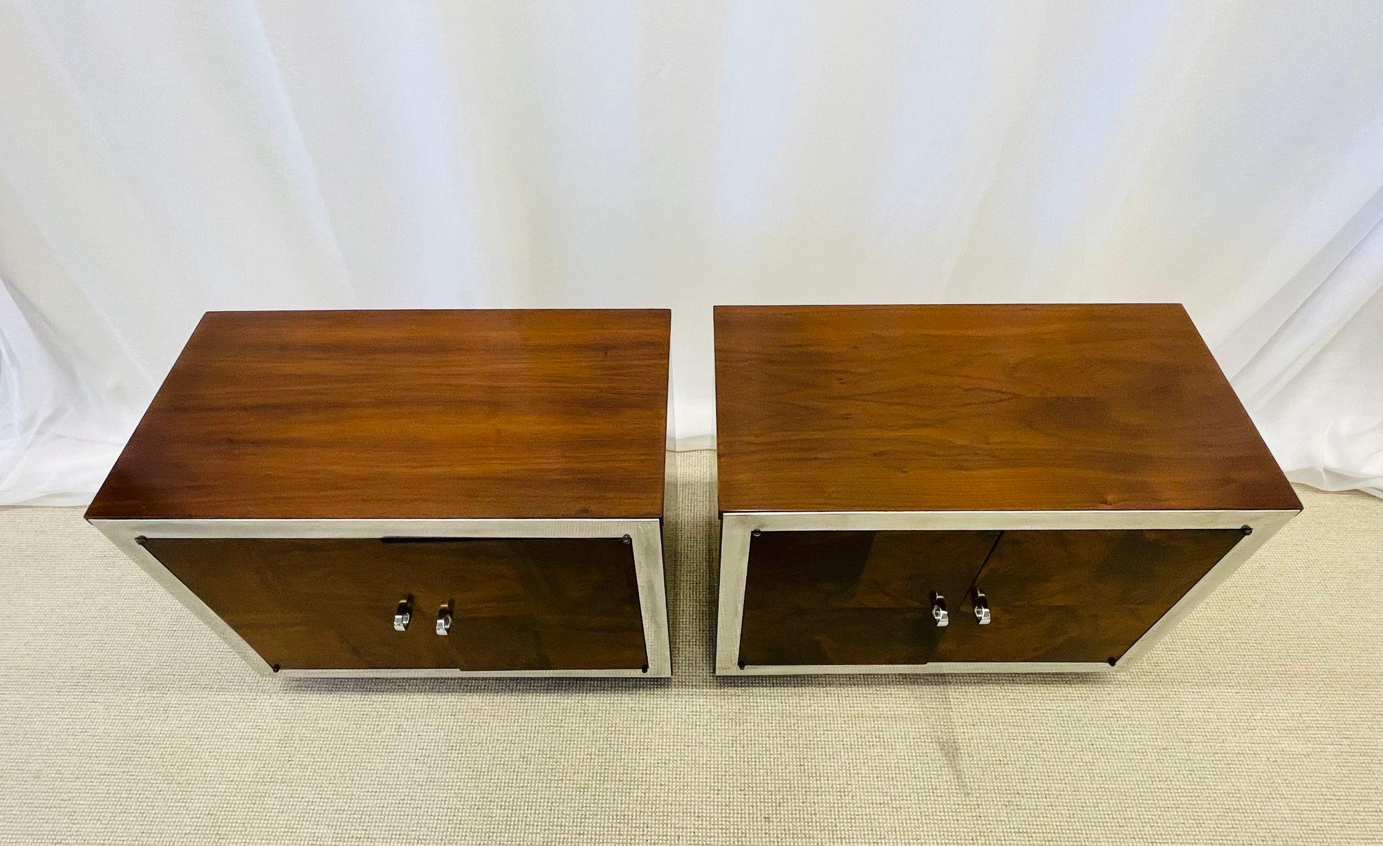 Pair of Mid-Century Modern Milo Baughman Style Nightstands, End Tables, American 1