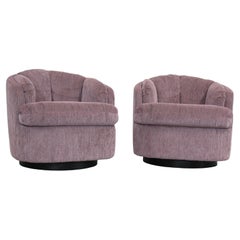 Pair of Mid-Century Modern Milo Baughman Style 360 Swivel Club Chairs