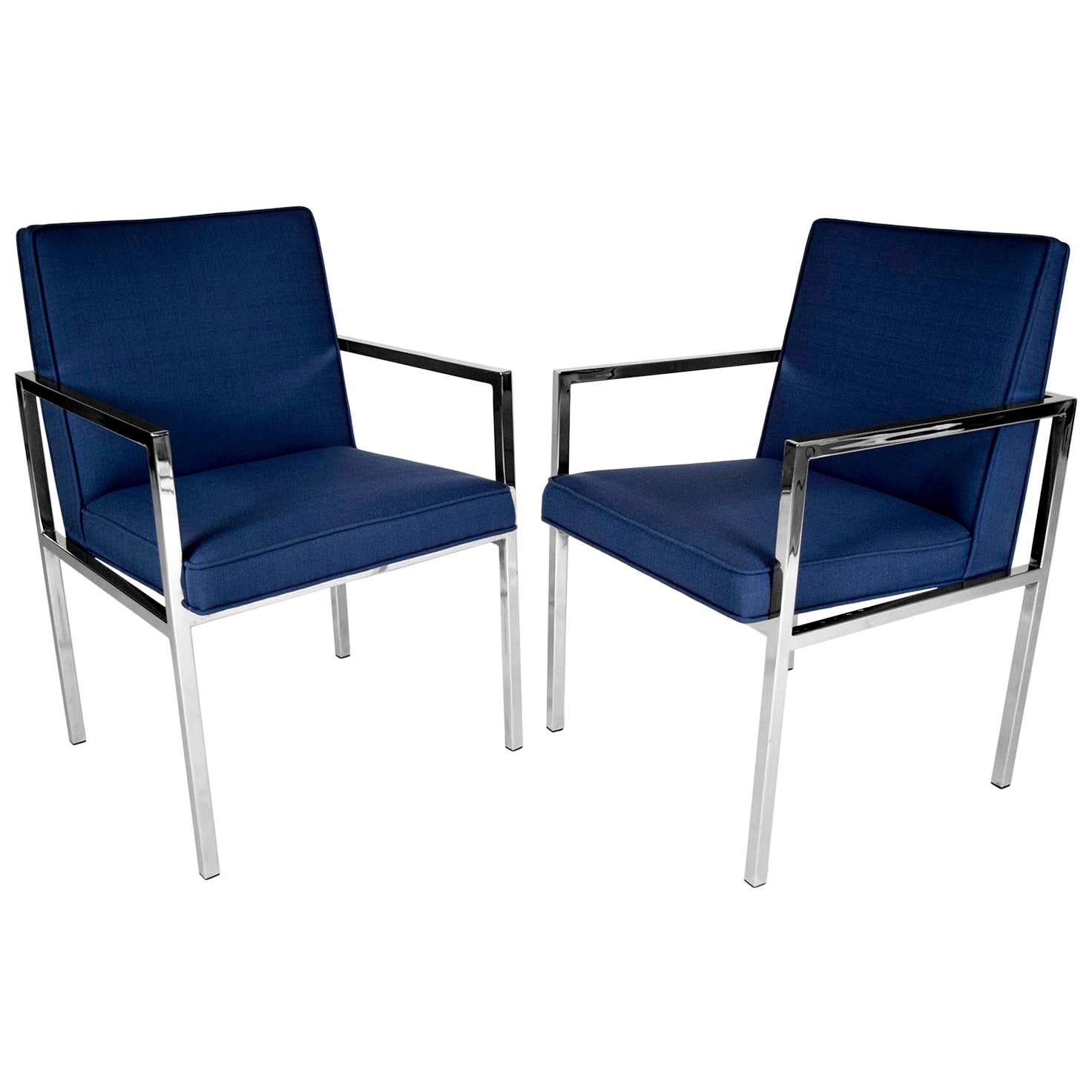 Pair of Mid-Century Modern Milo Baughman Style Lounge Chairs