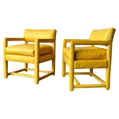 Vintage Pair of Mid Century Modern Milo Baughman style Parsons Club Chairs