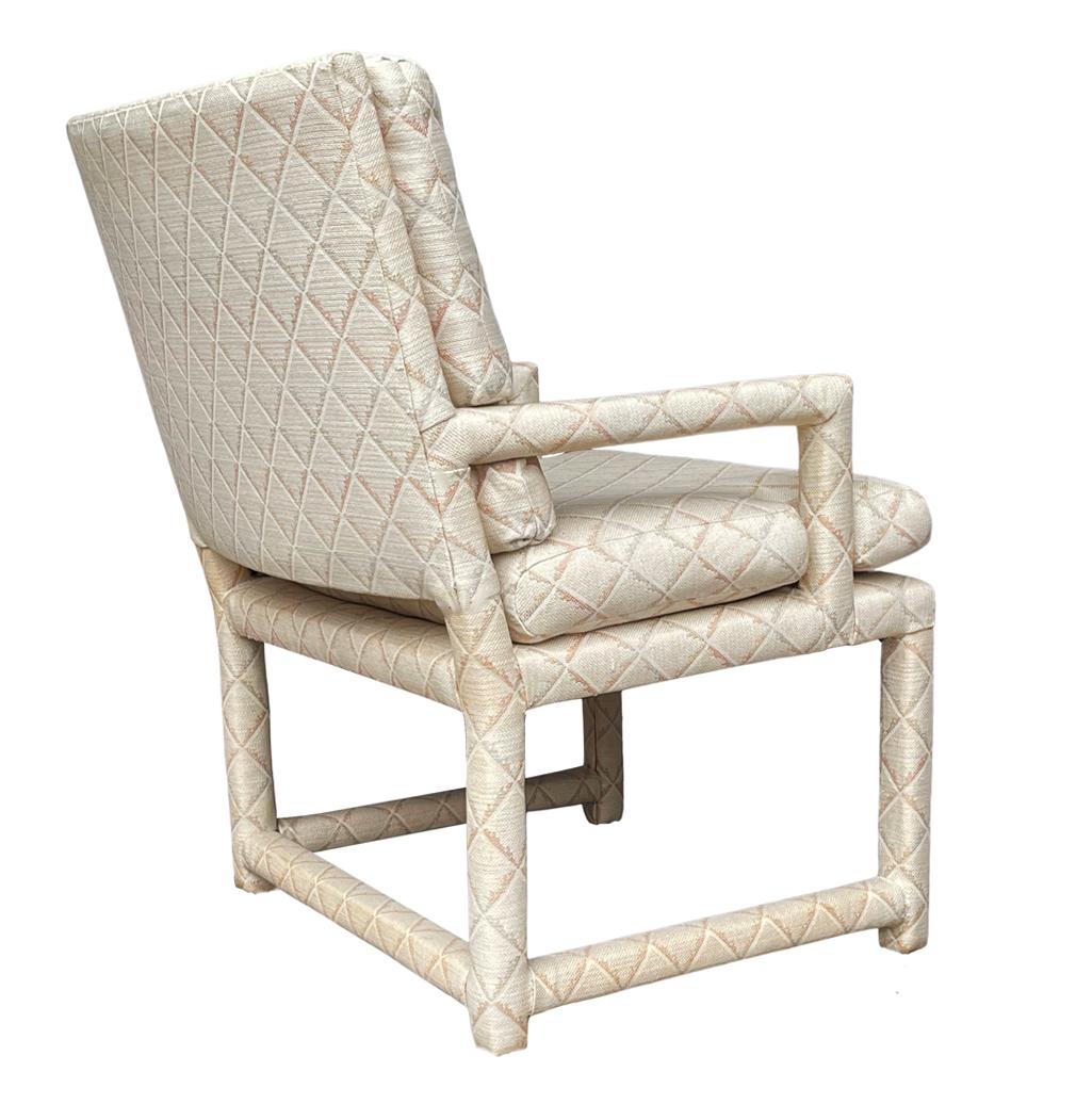 Américain Paire de fauteuils de salon Parsons beige de style Milo Baughman, mi-siècle moderne en vente