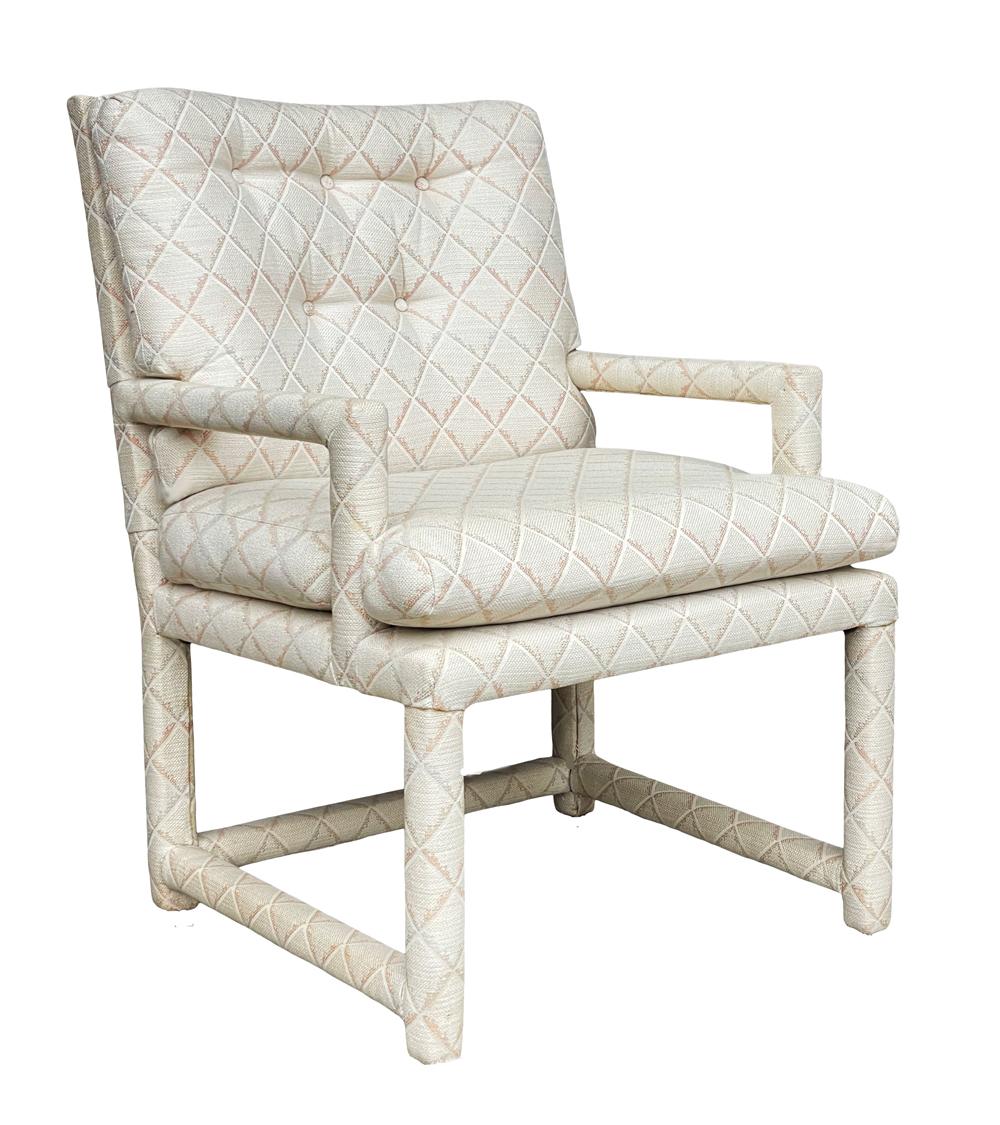 Paire de fauteuils de salon Parsons beige de style Milo Baughman, mi-siècle moderne en vente 1