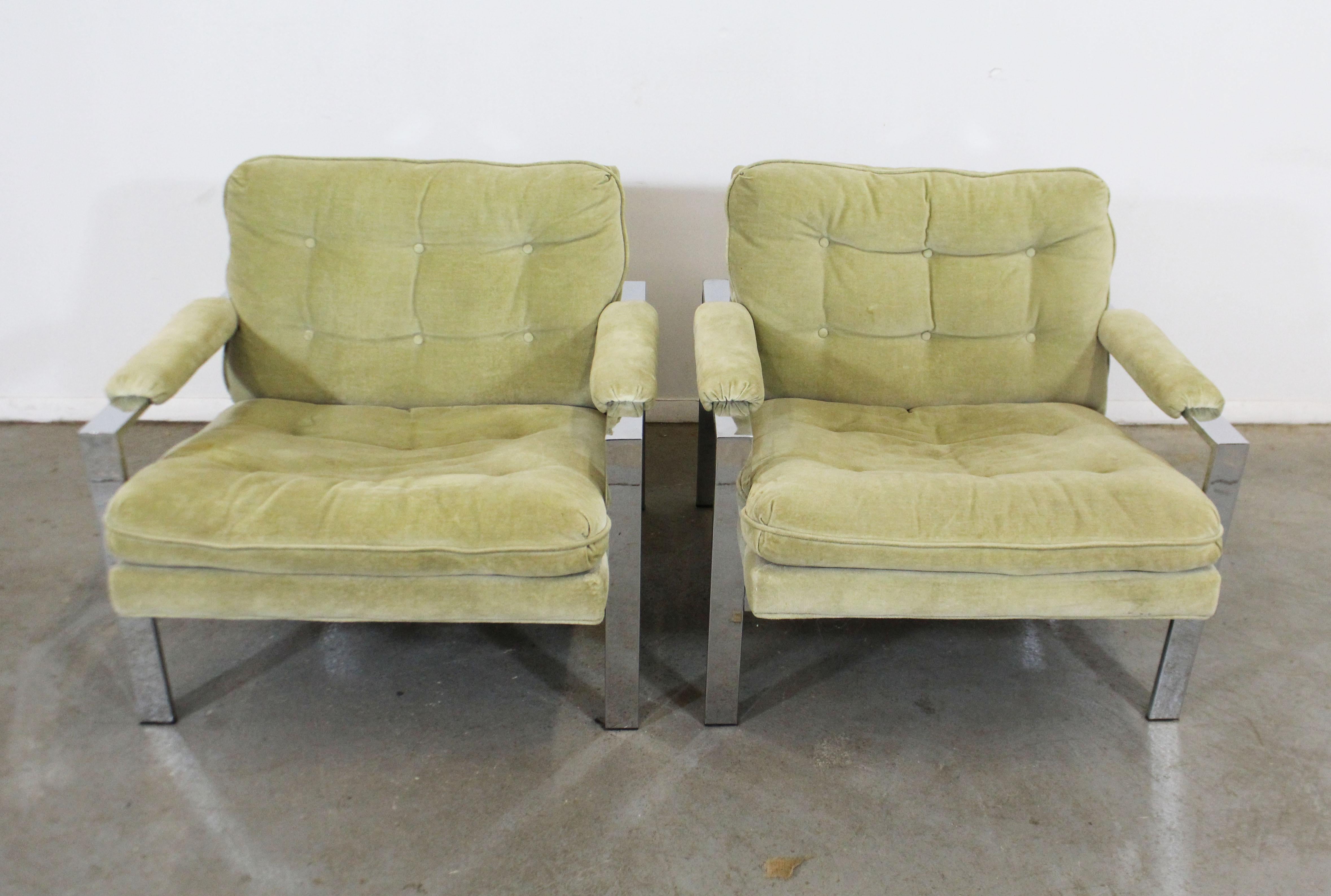 American Pair of Mid-Century Modern Milo Baughman Thayer Coggin Chrome Lounge Chairs