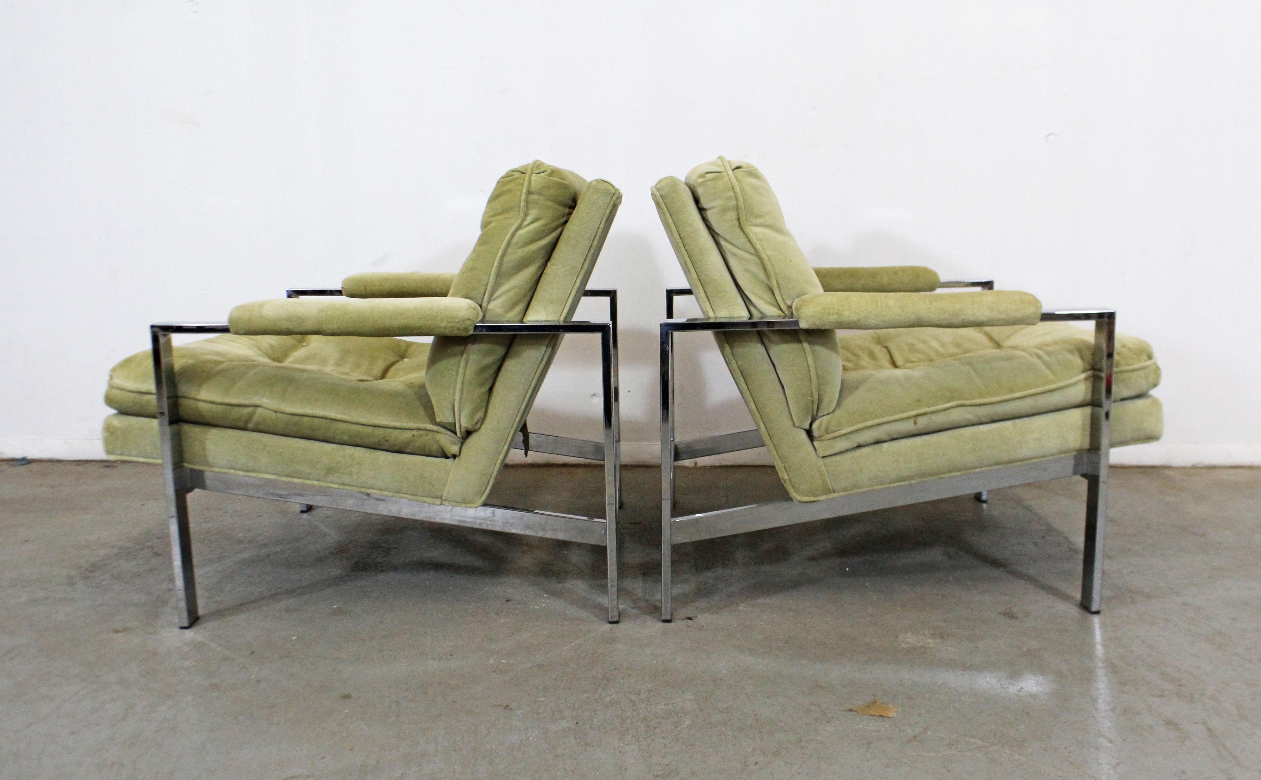 Pair of Mid-Century Modern Milo Baughman Thayer Coggin Chrome Lounge Chairs In Good Condition In Wilmington, DE