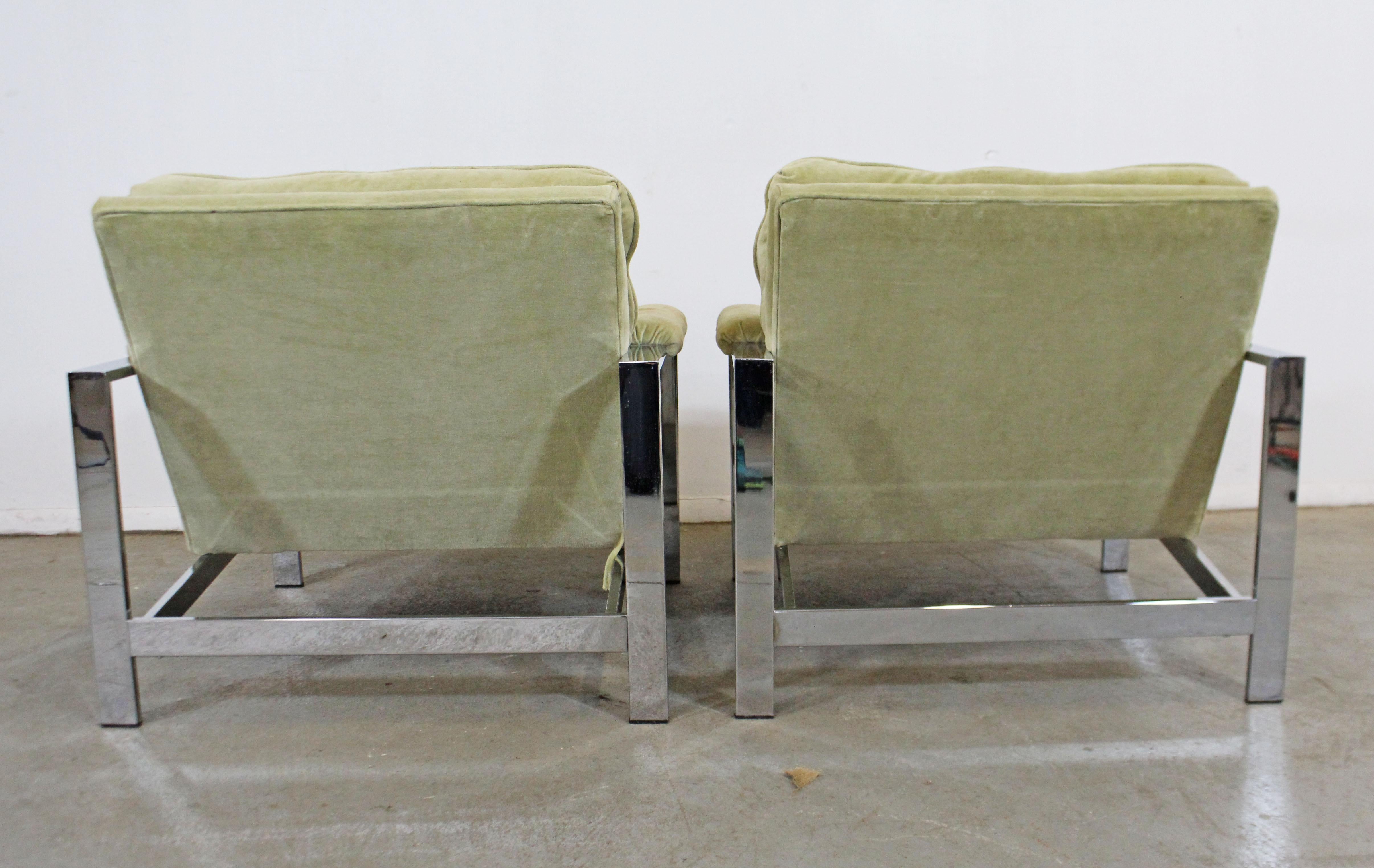 Late 20th Century Pair of Mid-Century Modern Milo Baughman Thayer Coggin Chrome Lounge Chairs
