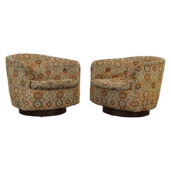 Pair of Mid-Century Modern Milo Baughman Thayer Coggin Swivel Rocker Club Chairs