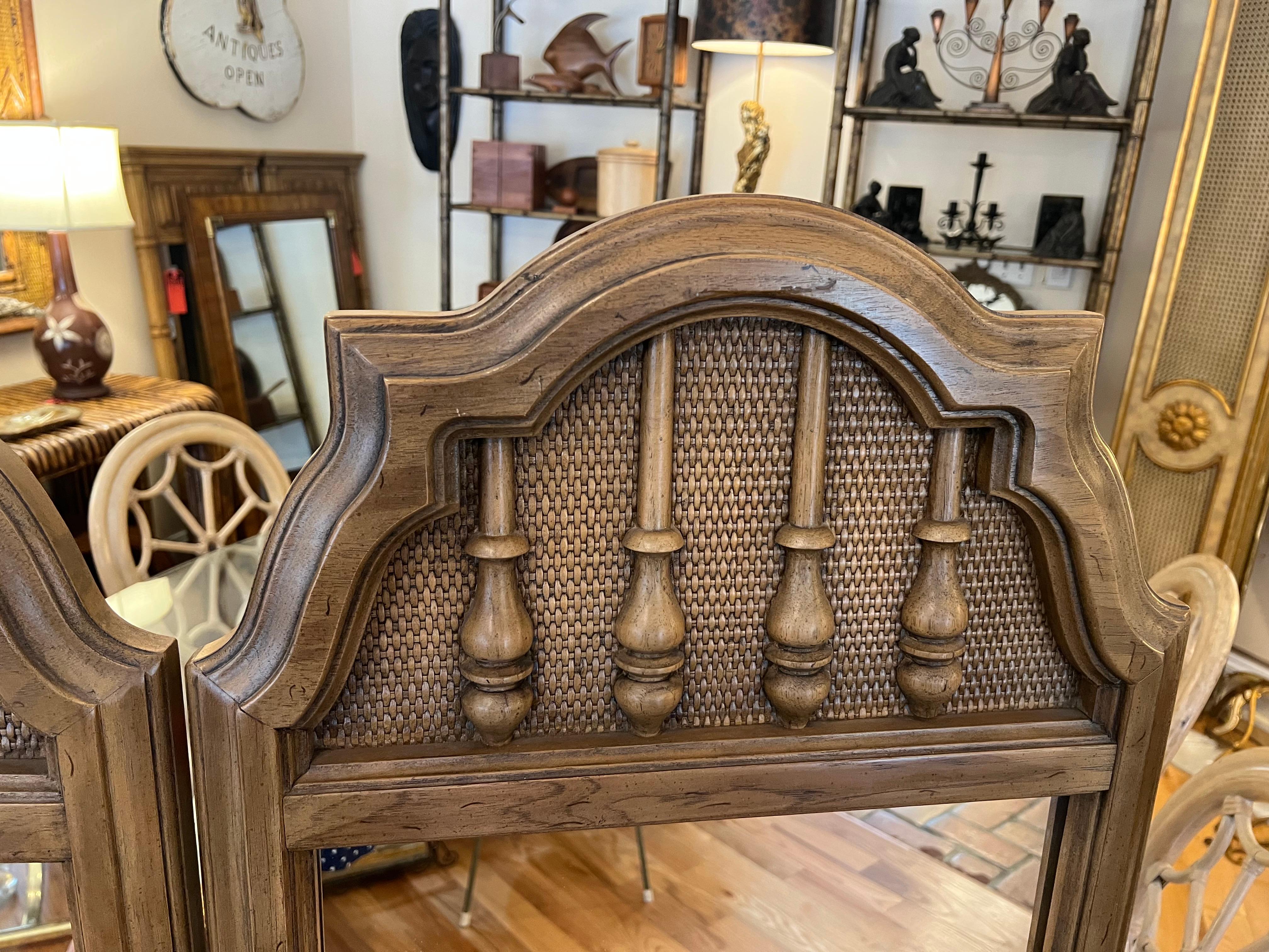 Pair of Mid Century Modern Mirrors by Thomasville. Wooden finish with caned background .
Perfect for above a his and her vanity . Or for a narrow space like a hallway. 
19.25 