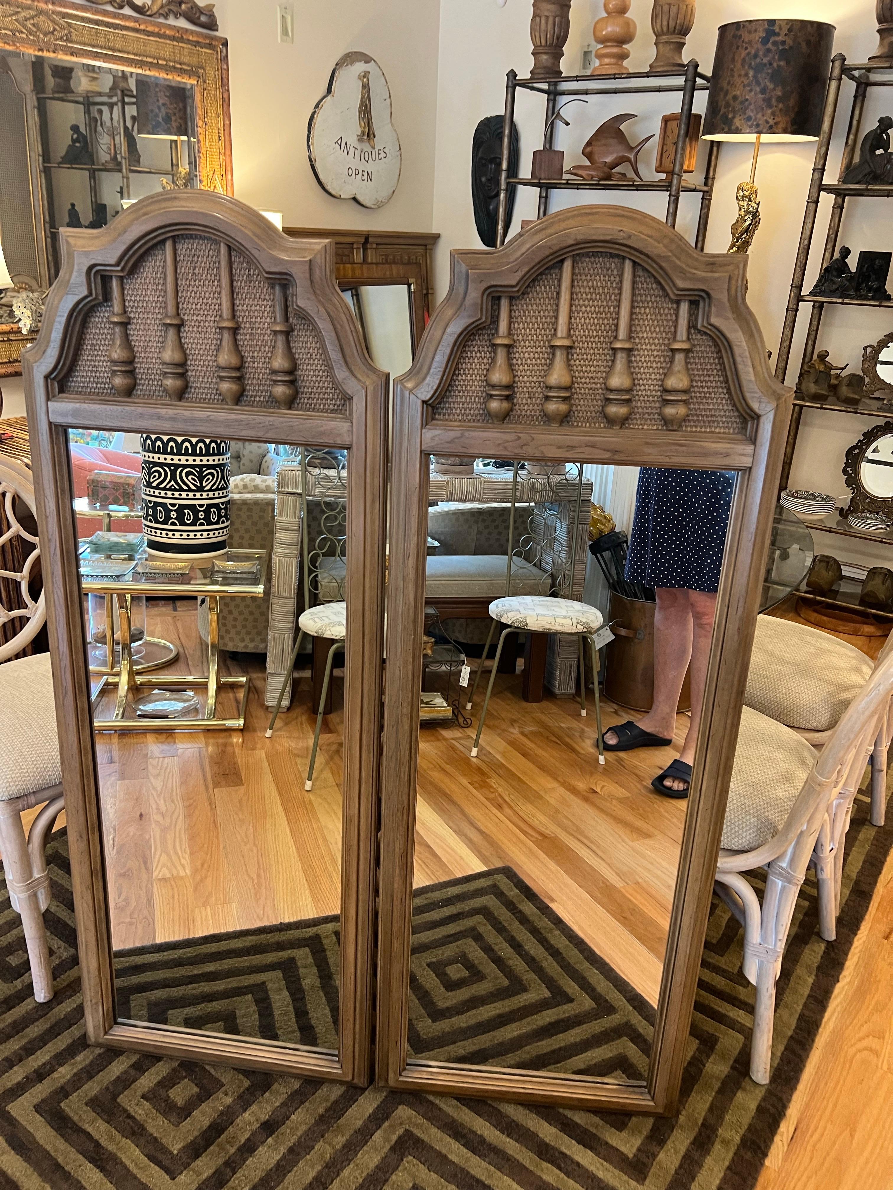 Pair of Mid Century Modern Mirrors by Thomasville In Good Condition For Sale In Redding, CT
