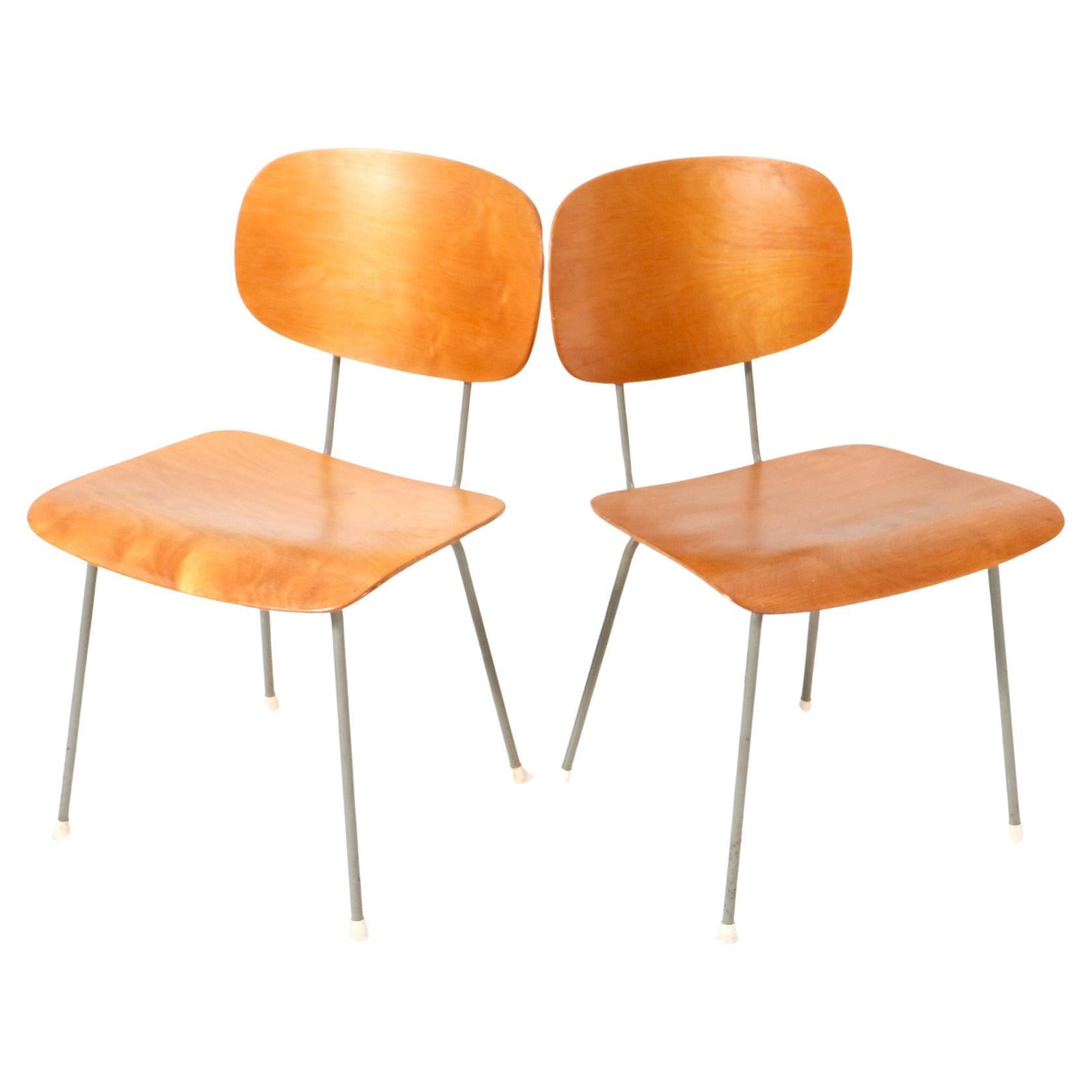 Pair of Mid-Century Modern Model 116 Side Chairs by Wim Rietveld for Gispen For Sale