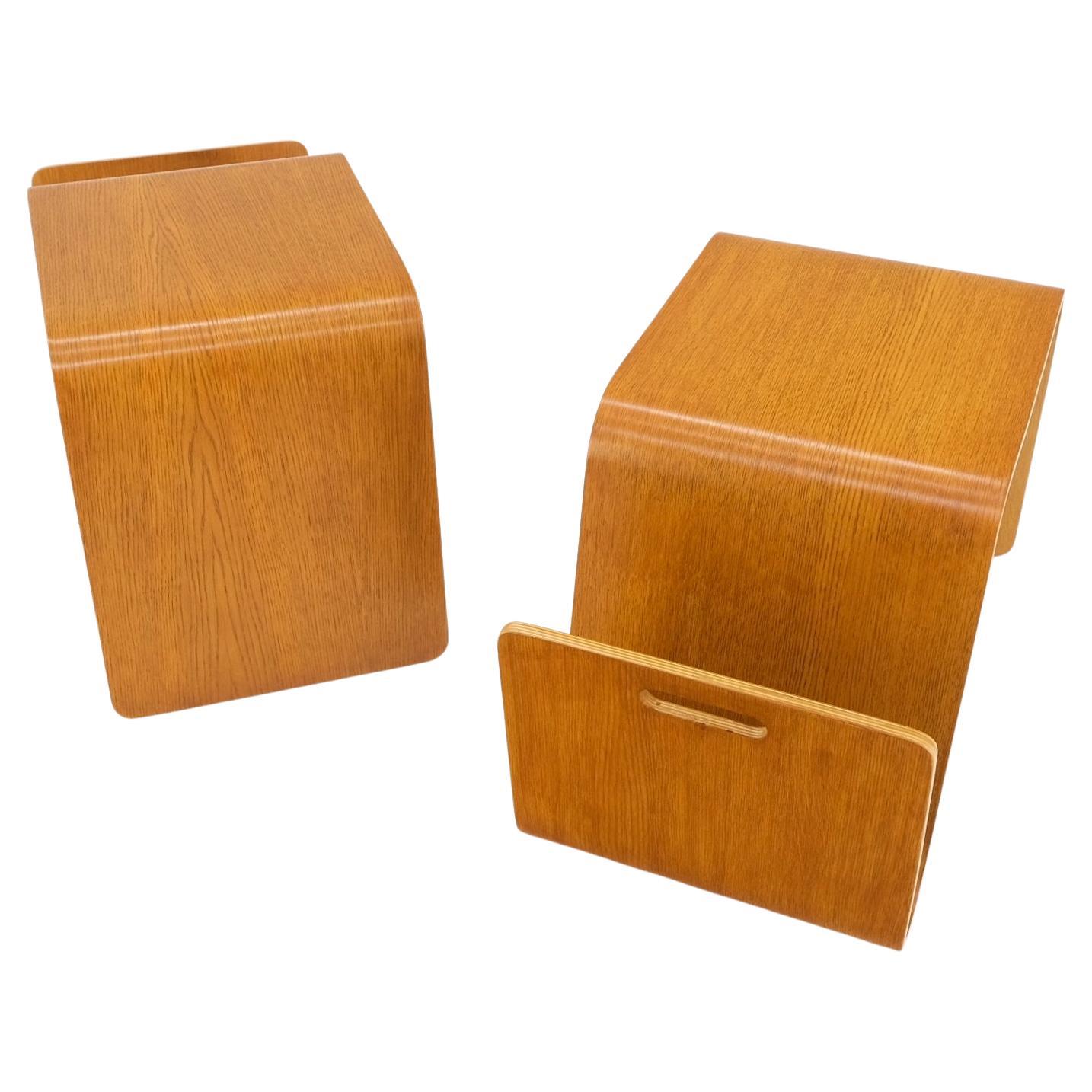 Pair of Mid-Century Modern molded plywood end tables magazine racks mint!
Eames era decor match vintage plywood end tables.