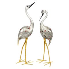 Paire de grues en verre d'art de Murano et laiton, style « Mid-Century Modern », par Licio Zanetti