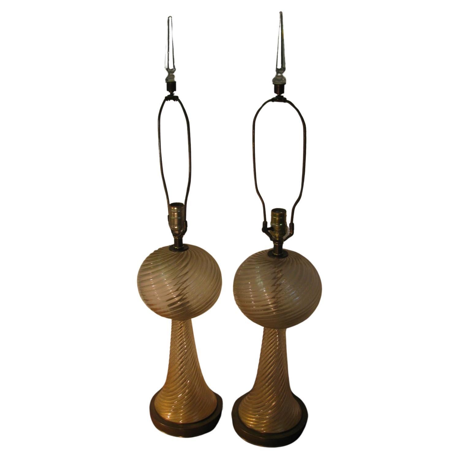 Paire de lampes de table Barovier&Toso de Murano datant du milieu du siècle dernier 3