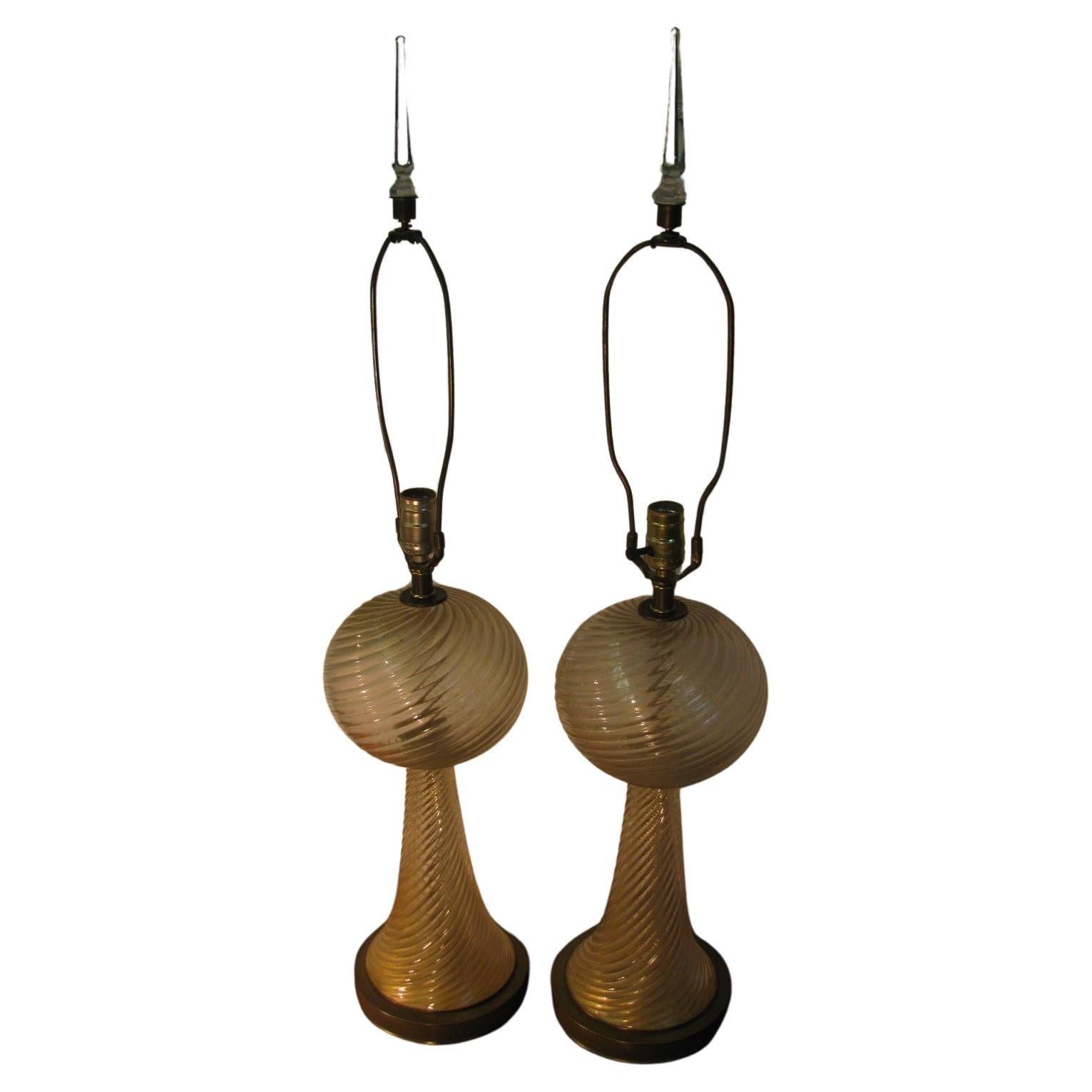 Paire de lampes de table Barovier&Toso de Murano datant du milieu du siècle dernier 5