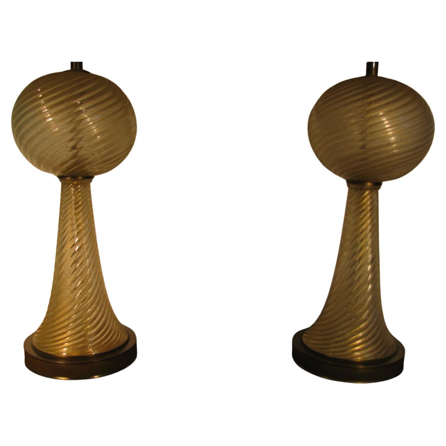 Paire de lampes de table Barovier&Toso de Murano datant du milieu du siècle dernier 6