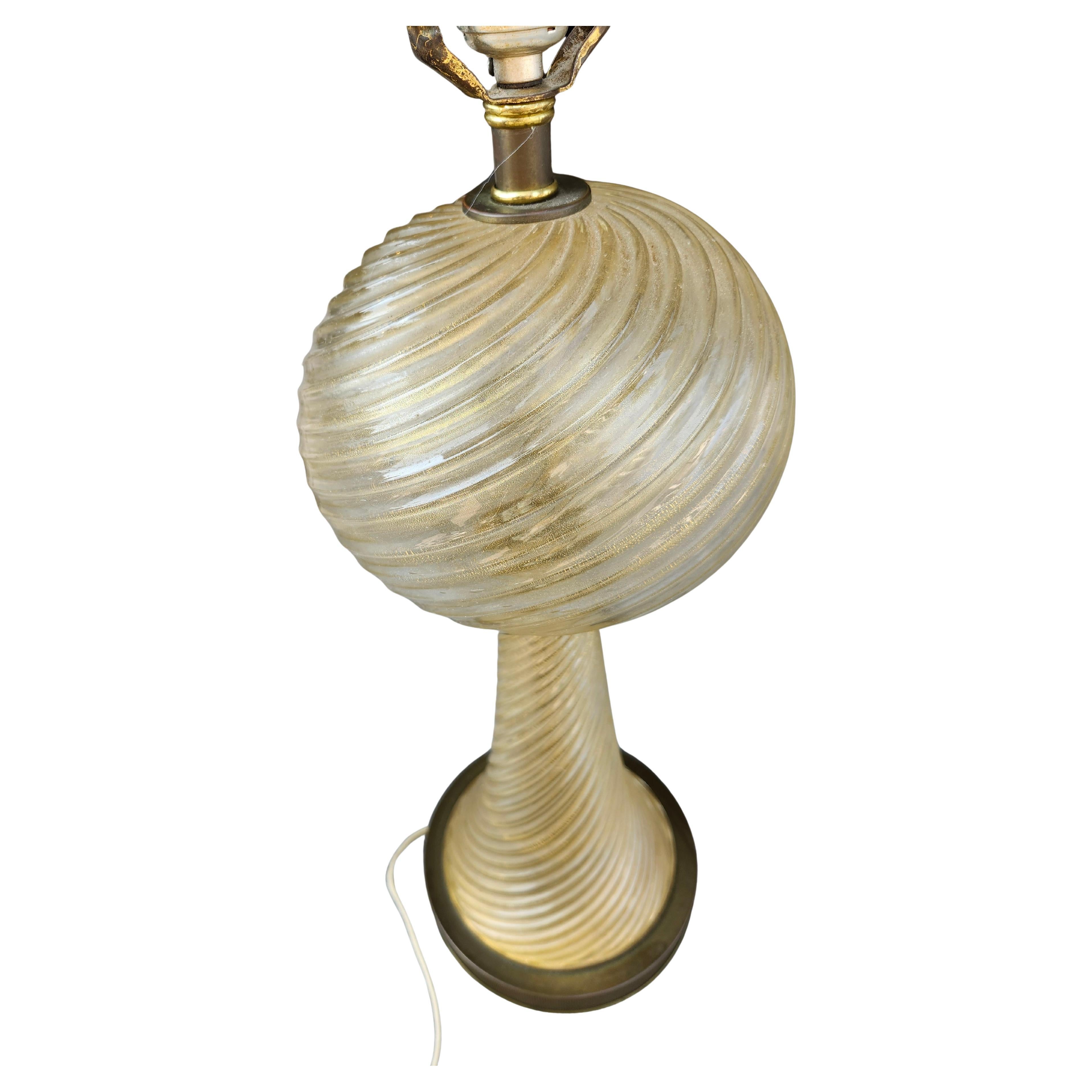 Italian Pair of Mid Century Modern Murano Barovier & Toso Table Lamps