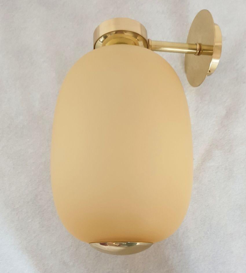 Pair of Mid-Century Modern Murano-Brass Sconces, Italy In Excellent Condition In Dallas, TX