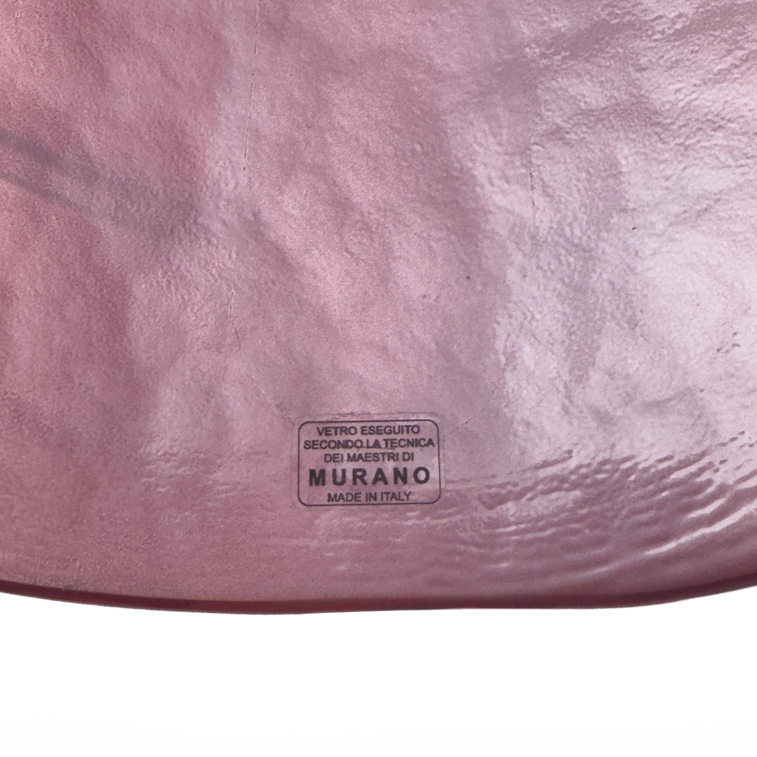 Pareja de apliques de cristal de Murano de mediados de siglo con grandes hojas de color rosa amatista en venta 1