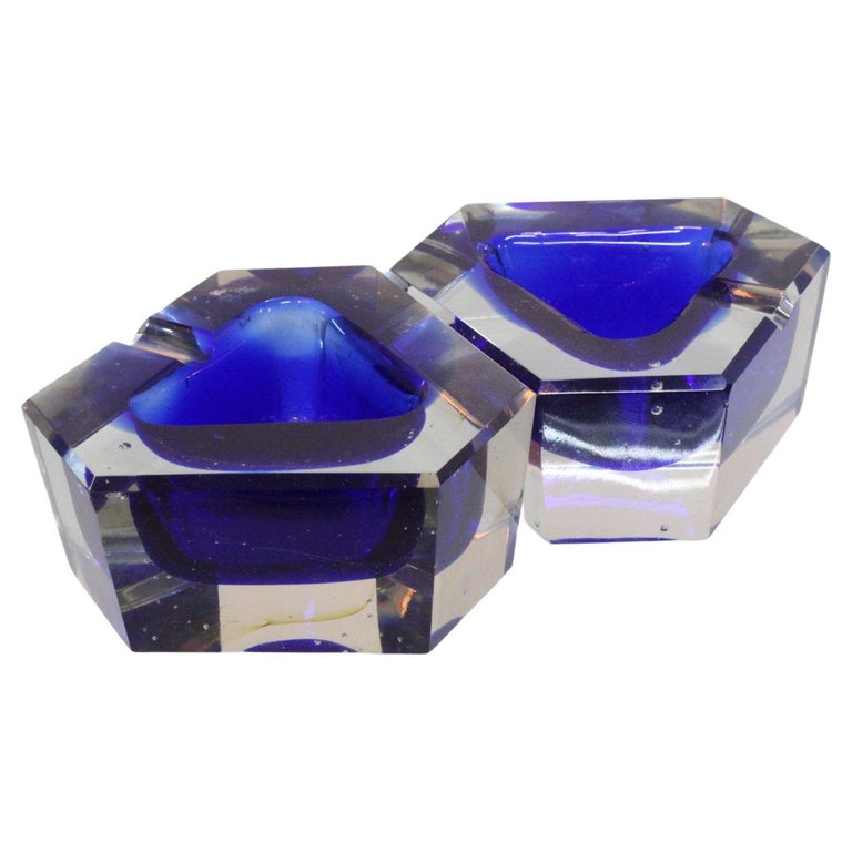 Pair of MidCentury Modern Murano Glass Ashtrays, 1960s For Sale at 1stDibs
