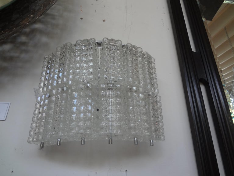 Blown Glass Pair of Mid-Century Modern Murano Glass Block Sconces For Sale