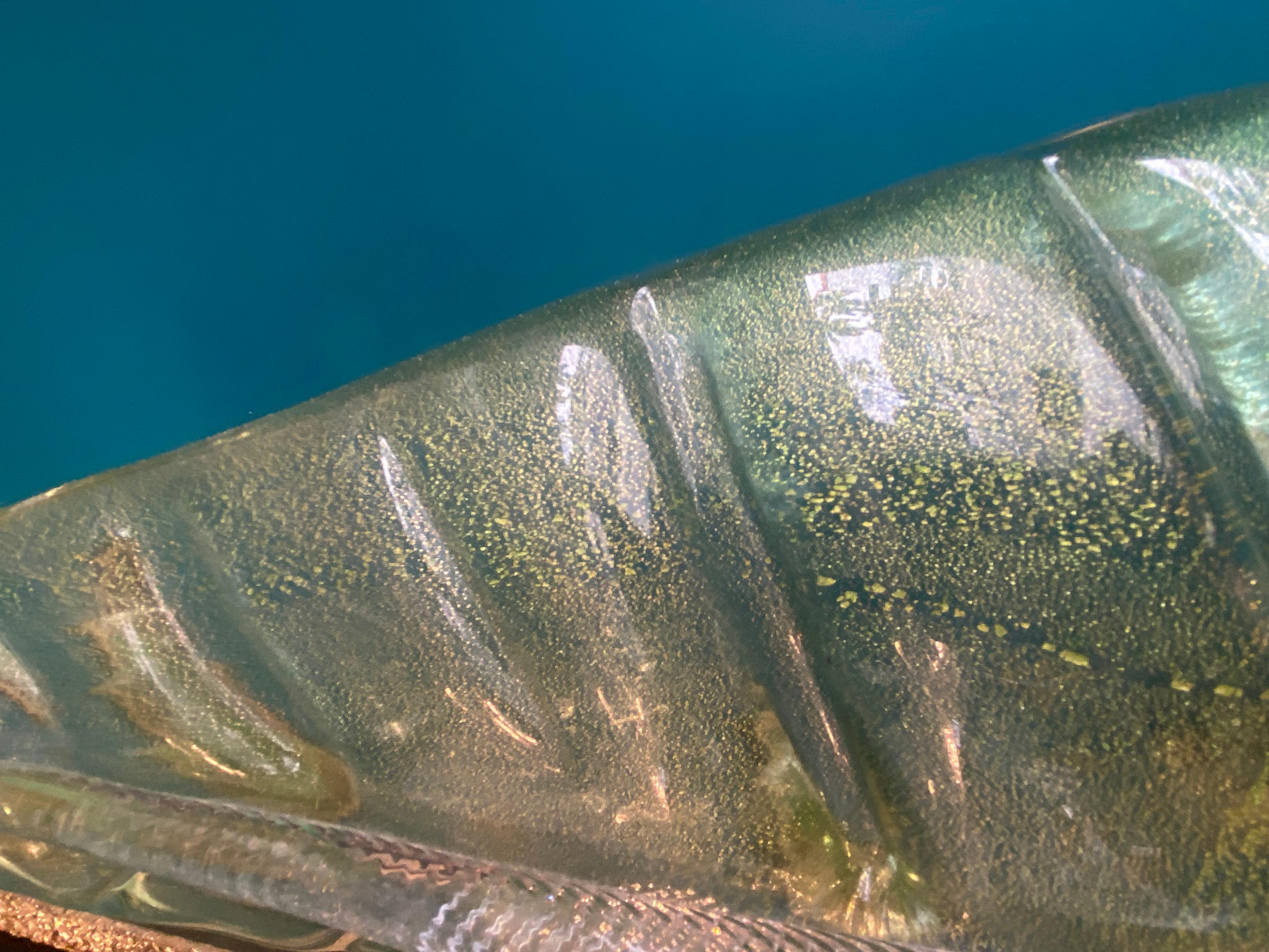 Coppia di lampade in vetro di Murano e foglie d'ottone della metà del secolo scorso di Barovier&Toso In condizioni buone in vendita a Miami, FL