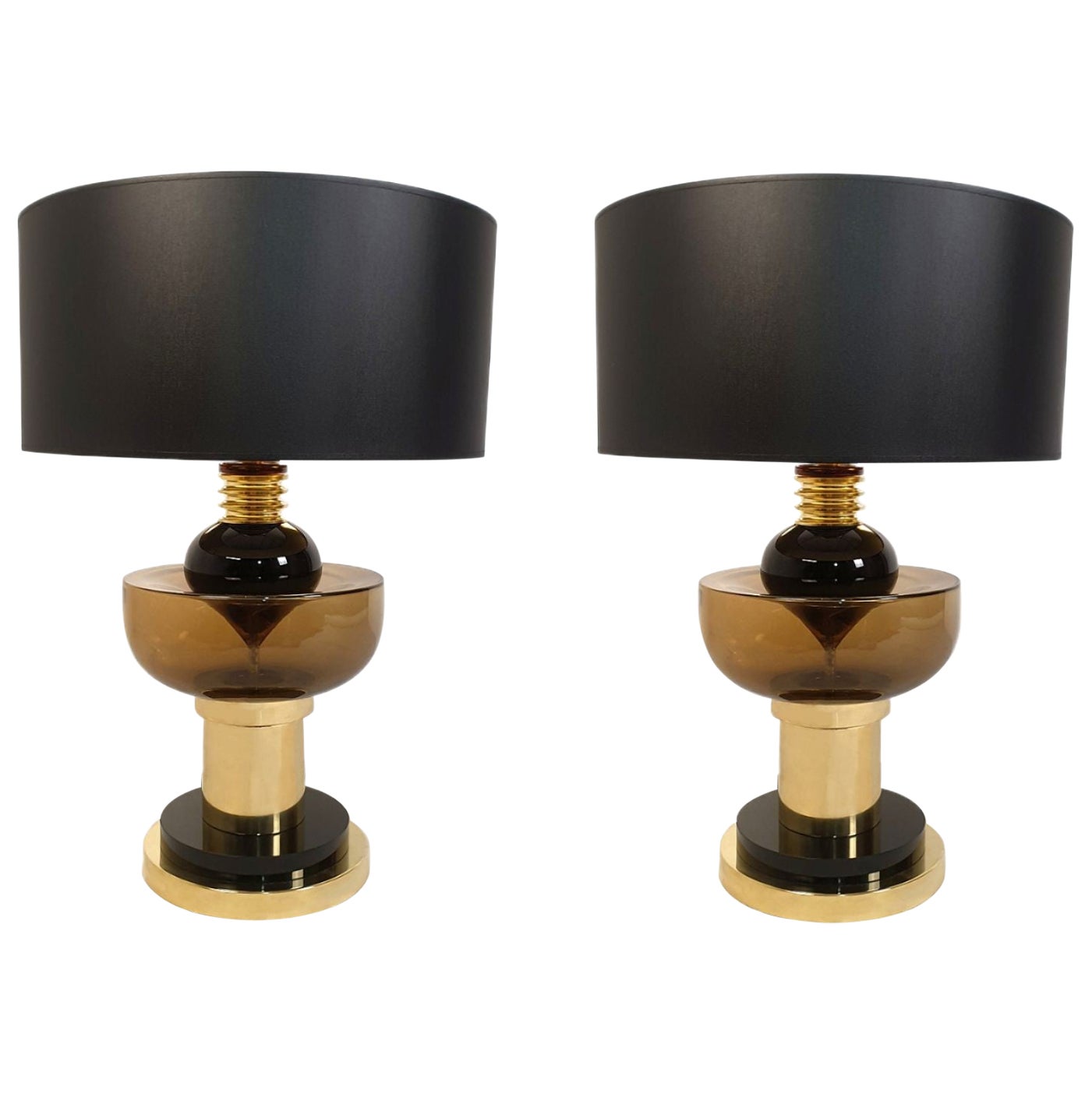 Pair of Mid-Century Modern Murano glass lamps im Angebot