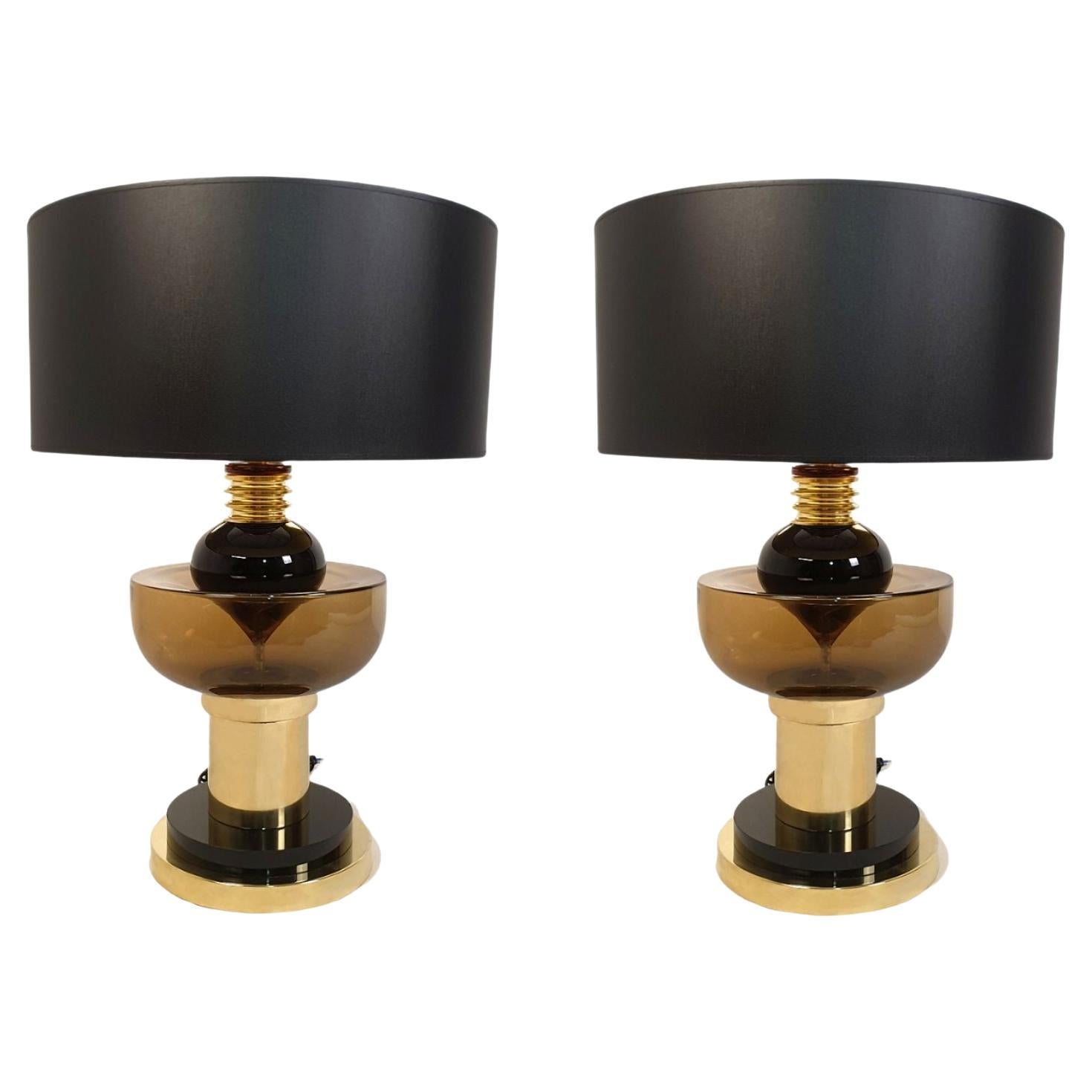Pair of Mid-Century Modern Murano glass lamps