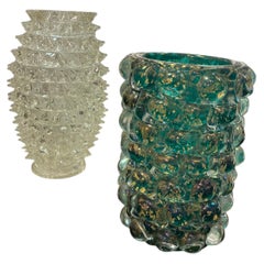 Coppia di vasi in vetro di Murano della serie “Lenti” in stile Mid-Century Modern, realizzati da Ercole Barovier