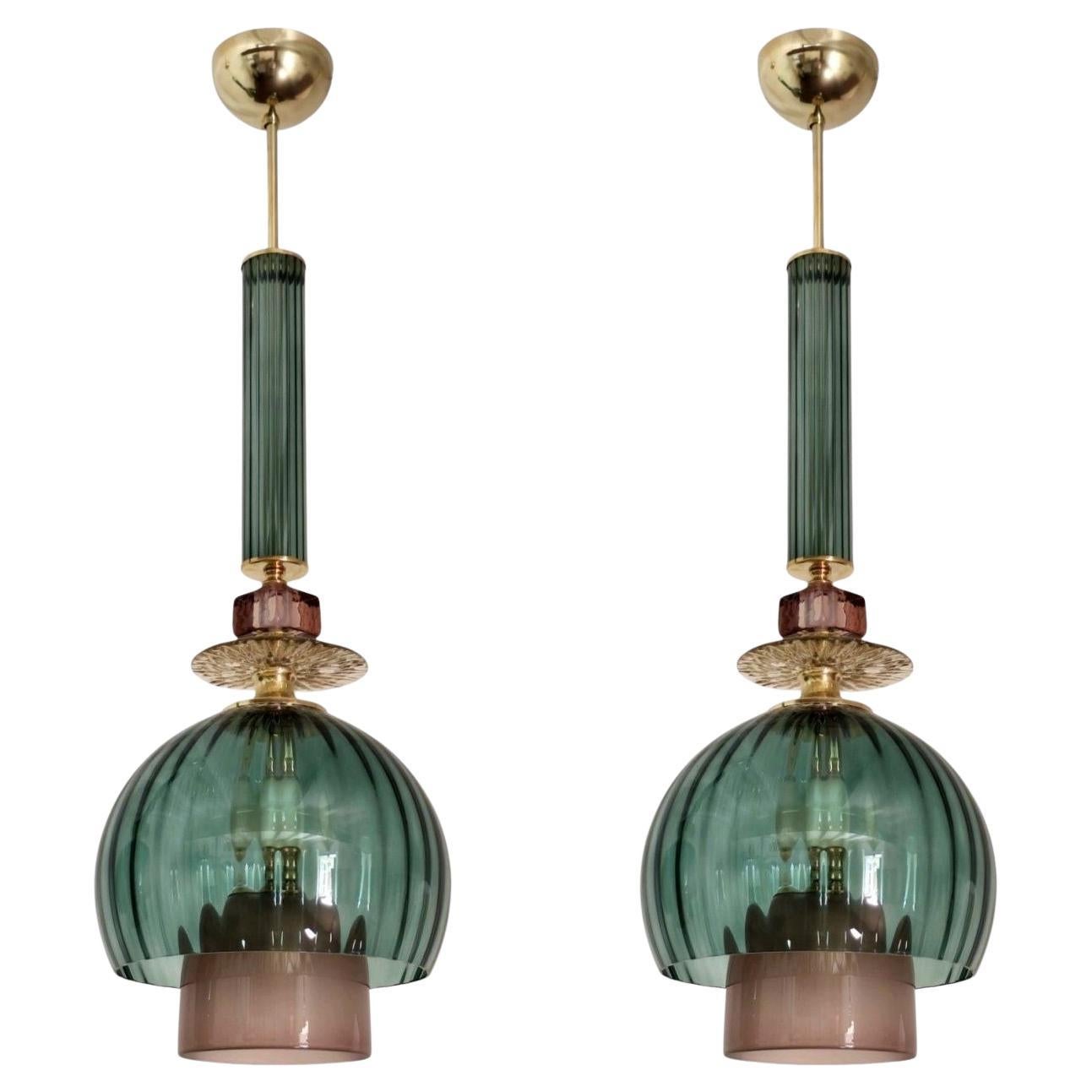 Pair of Mid-Century Modern Murano glass pendants