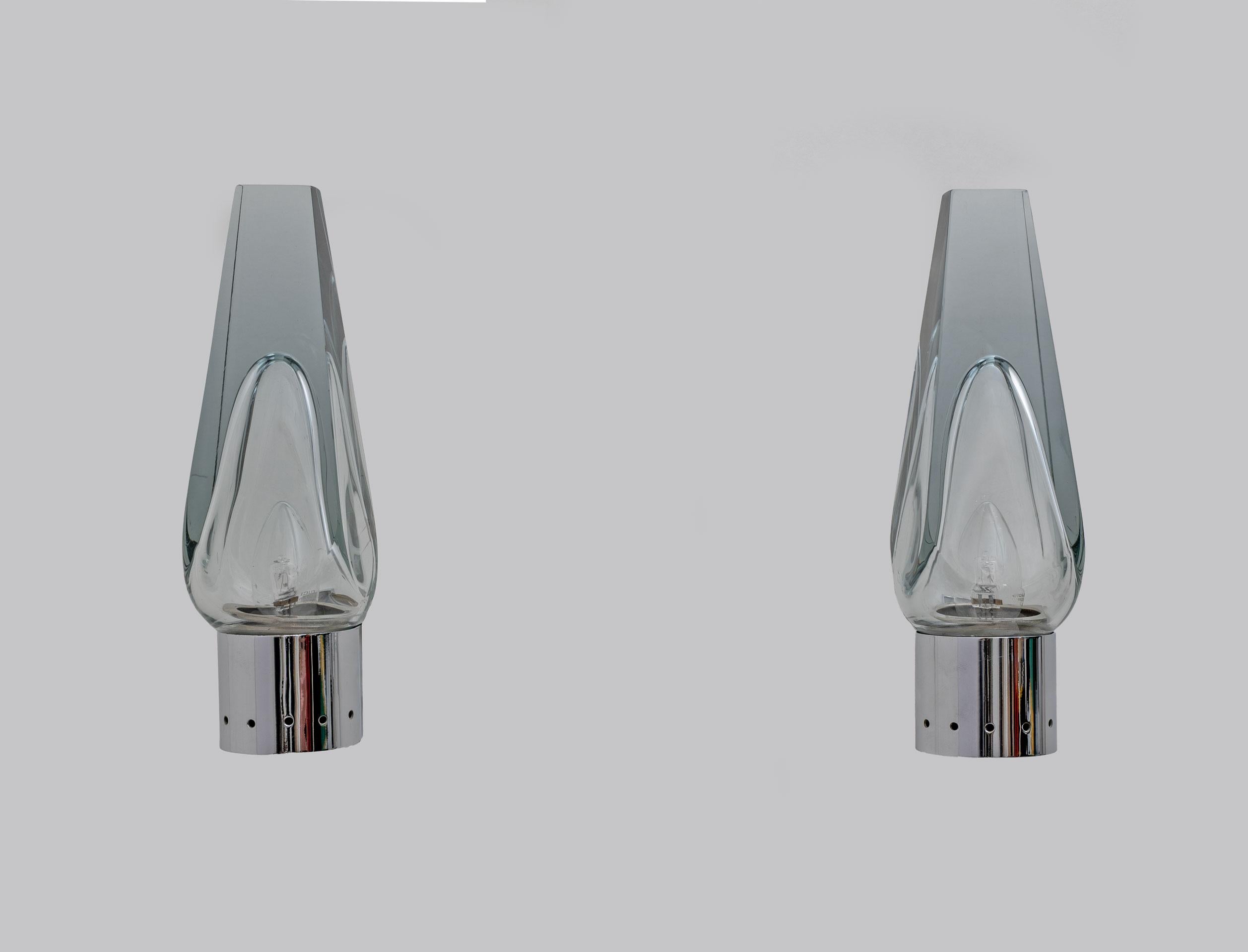 Italian Pair of Mid-century Modern Murano Glass Sconces by Flavio Poli for Seguso, 1960s For Sale