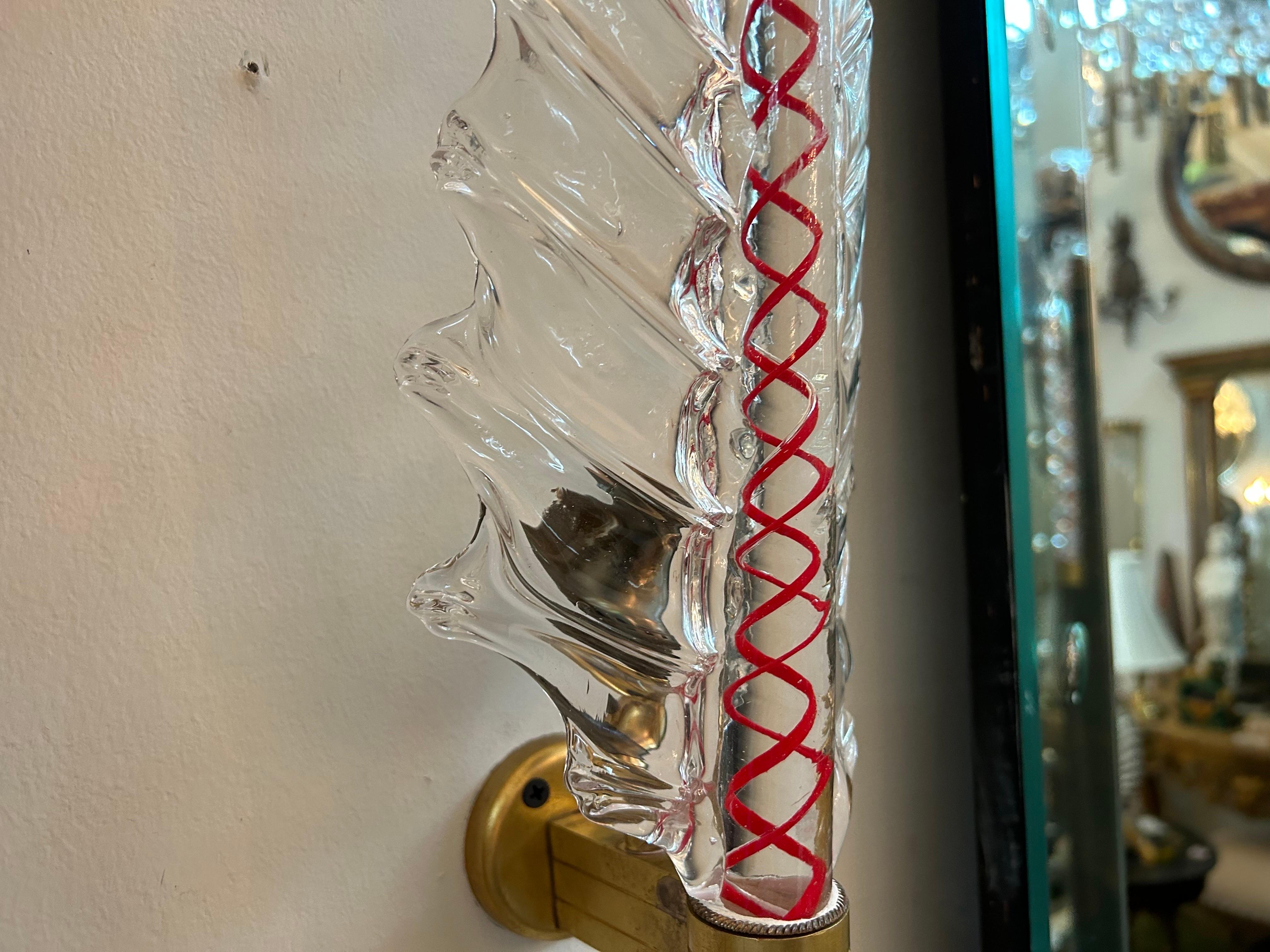 Pair Of Mid Century Modern Murano Glass Sconces For Sale 1
