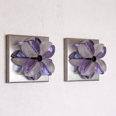 Pareja de apliques de cristal de Murano de Poliarte, Italia, años 70