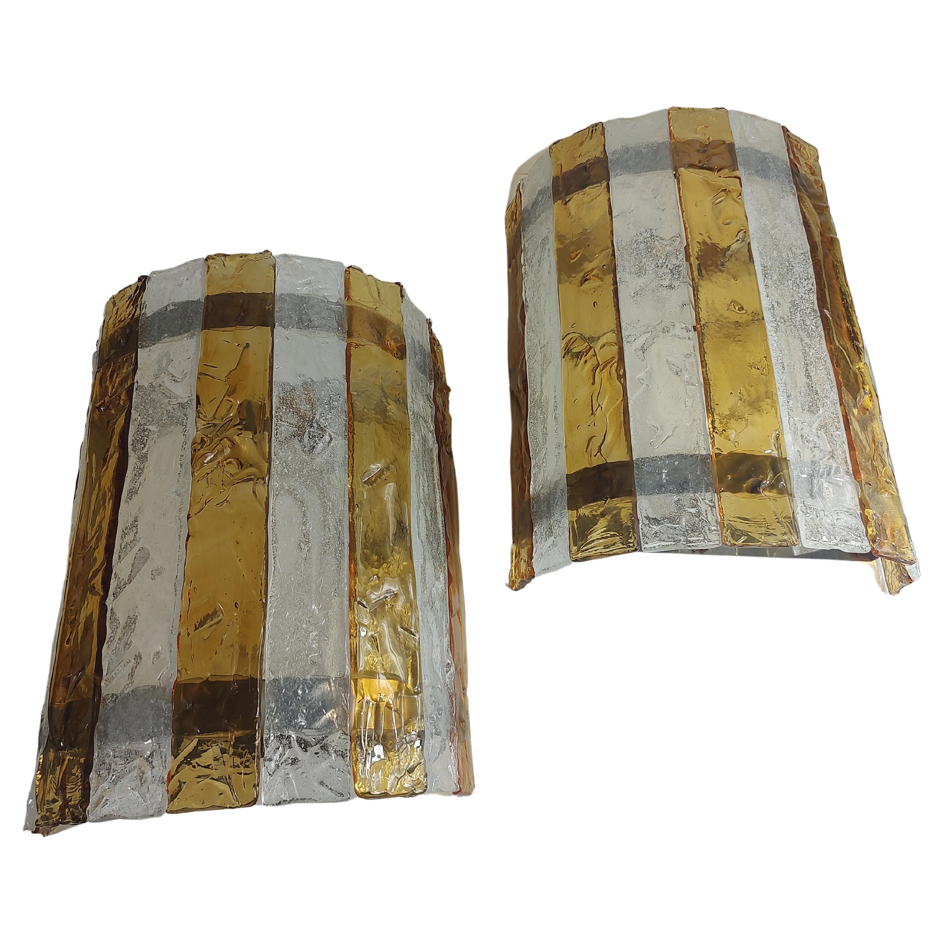 Mid-Century moderno Coppia di lampade da parete in vetro di Murano del Mid Century Modern C1975 in vendita