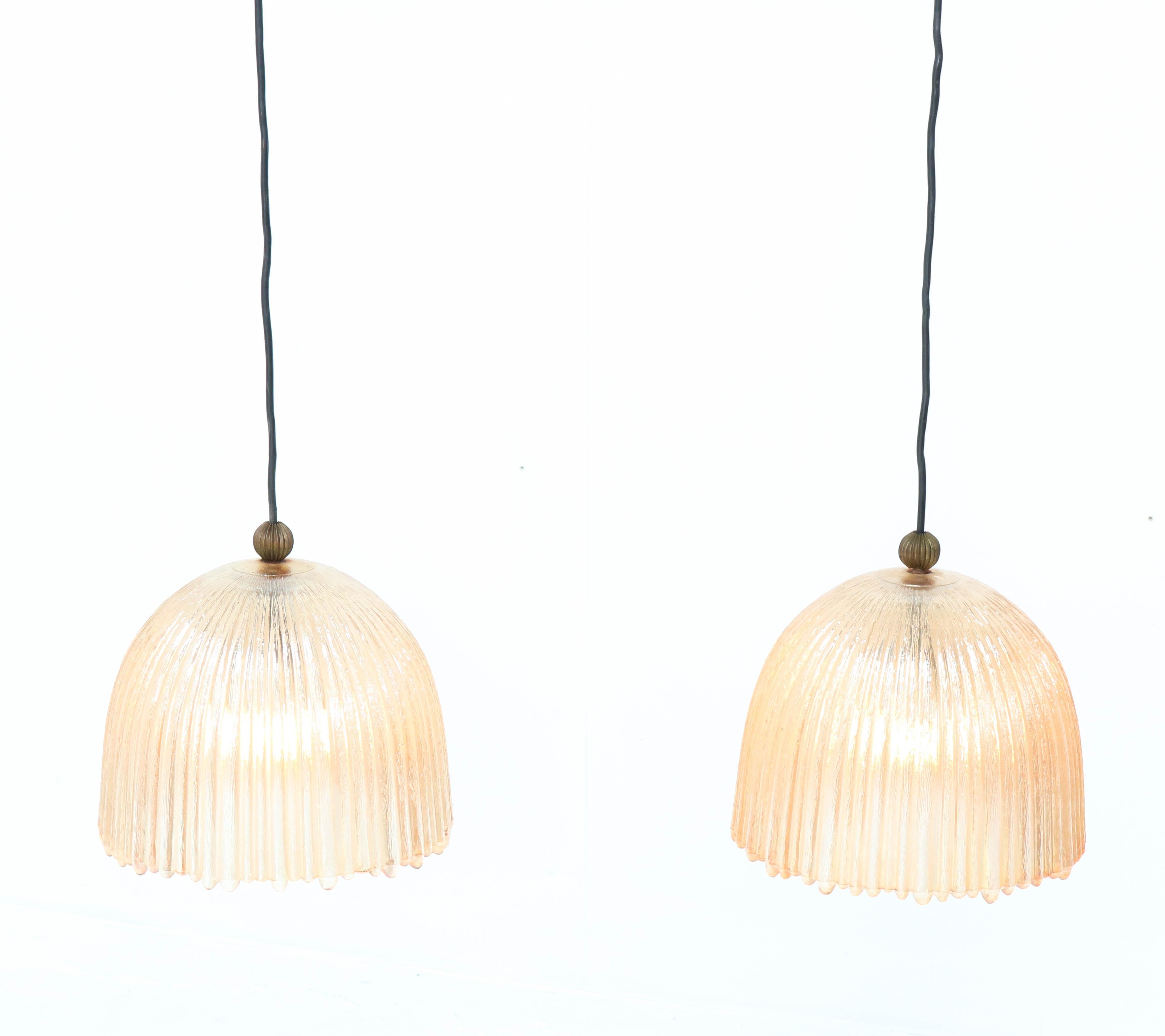 Italian Pair of Mid-Century Modern Murano Pendant Lights, 1960s