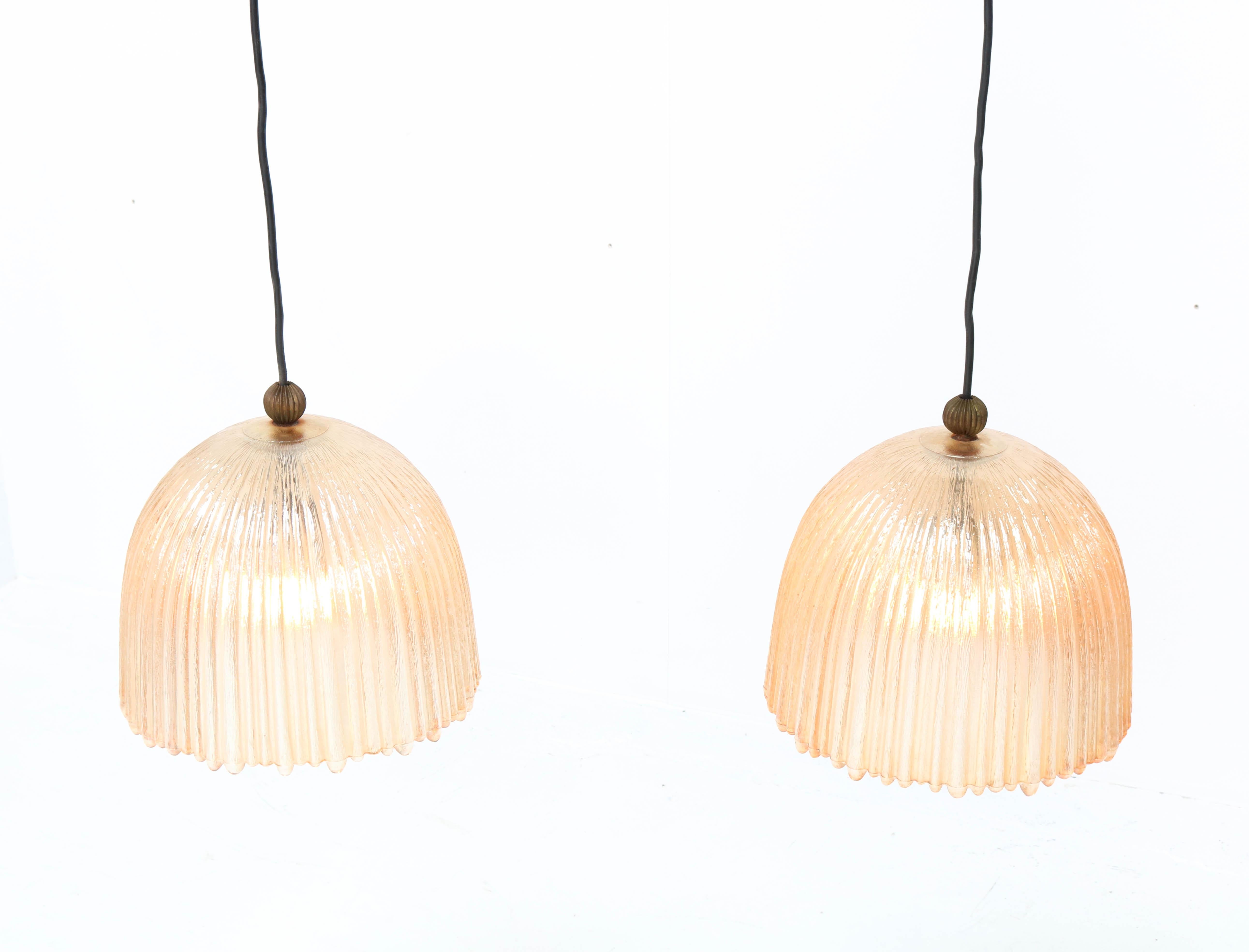 Pair of Mid-Century Modern Murano Pendant Lights, 1960s In Good Condition In Amsterdam, NL