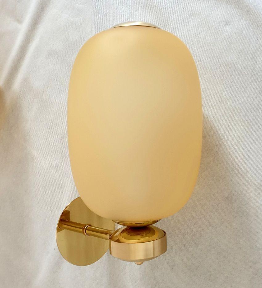 Laiton Paire d'appliques en ambre de Murano, Italie en vente