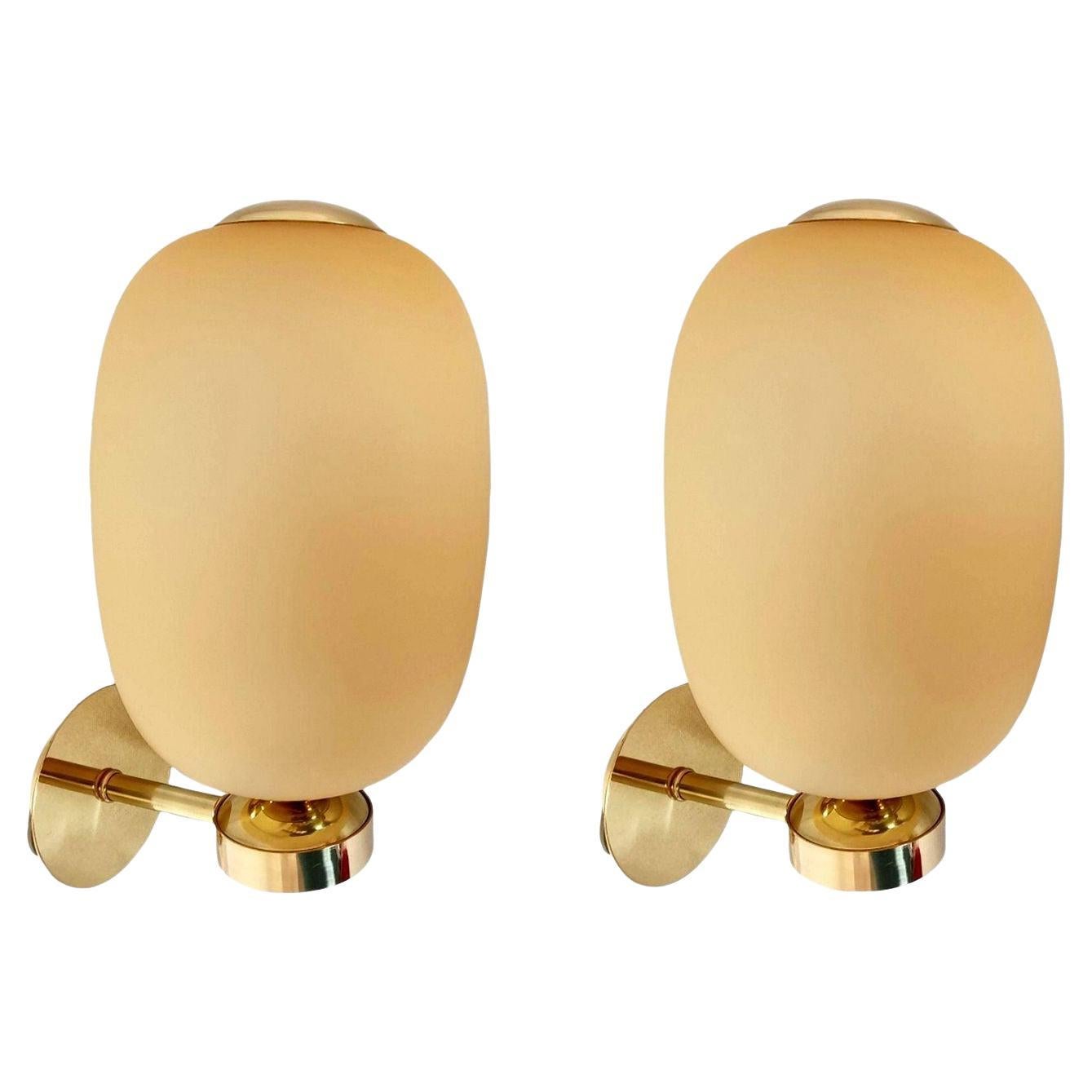 Pair of amber Murano Sconces, Italy For Sale