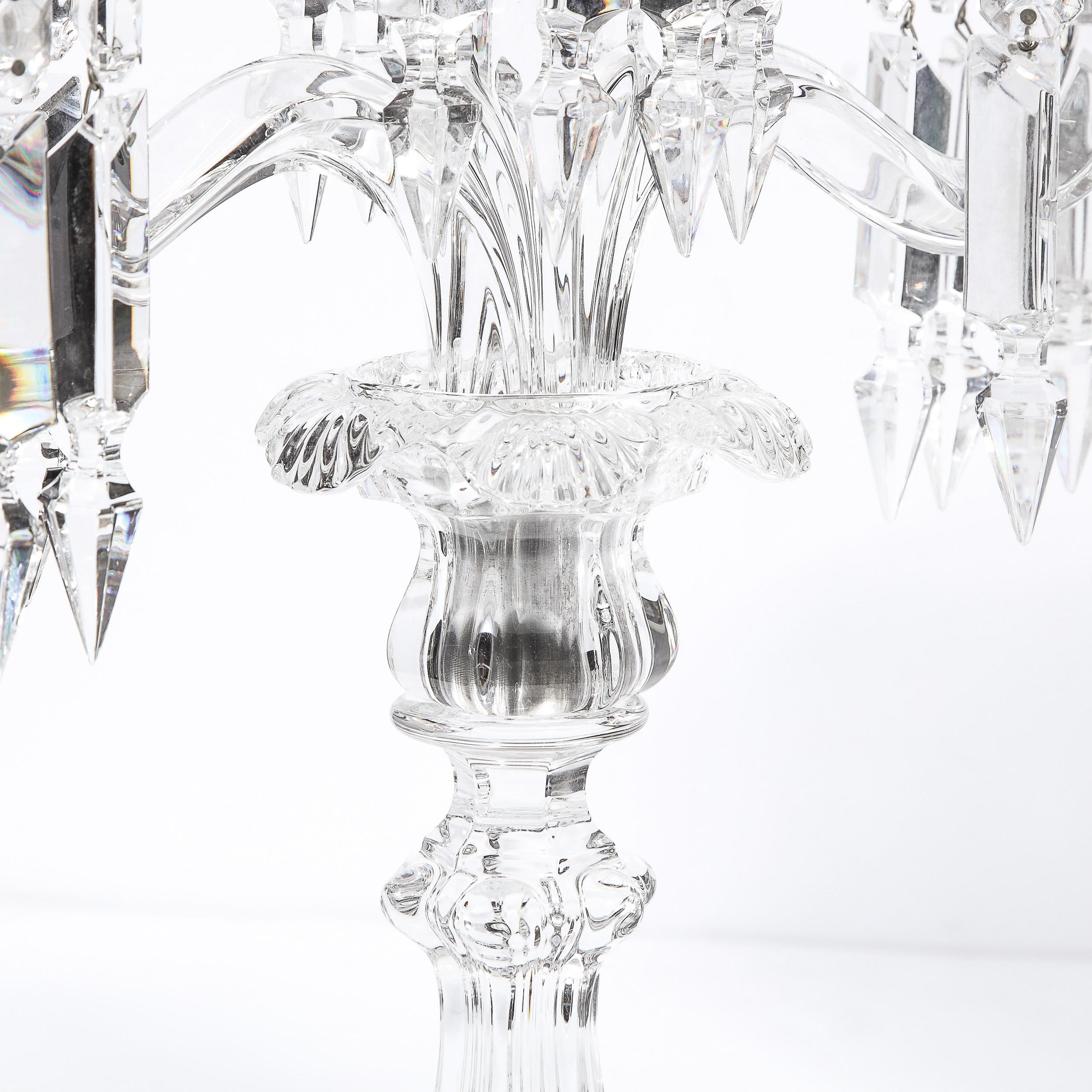 Pair of Mid-Century Modern Neoclassical Glass Obelisk Candelabras by Baccarat 11