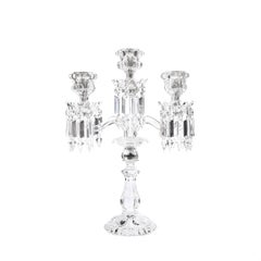 Pair of Mid-Century Modern Neoclassical Glass Obelisk Candelabras by Baccarat